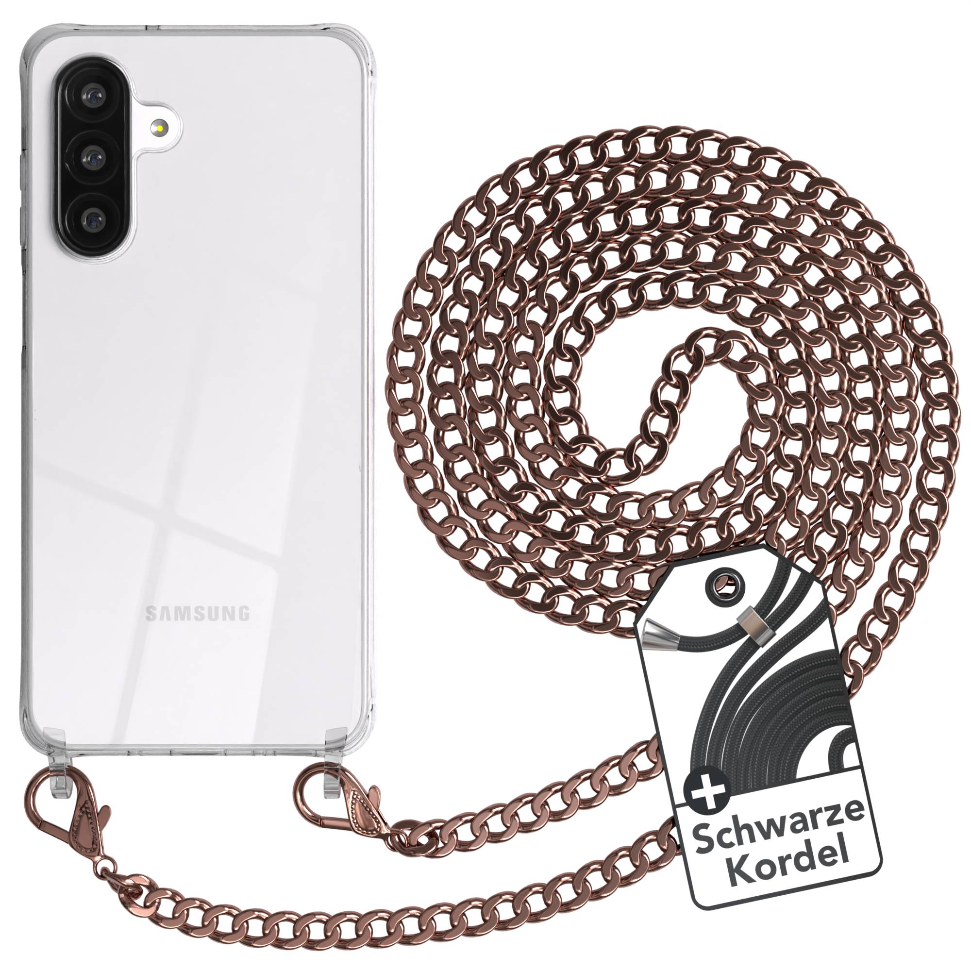 Galaxy A26 Hülle mit Metallkette + Schwarze Kordel