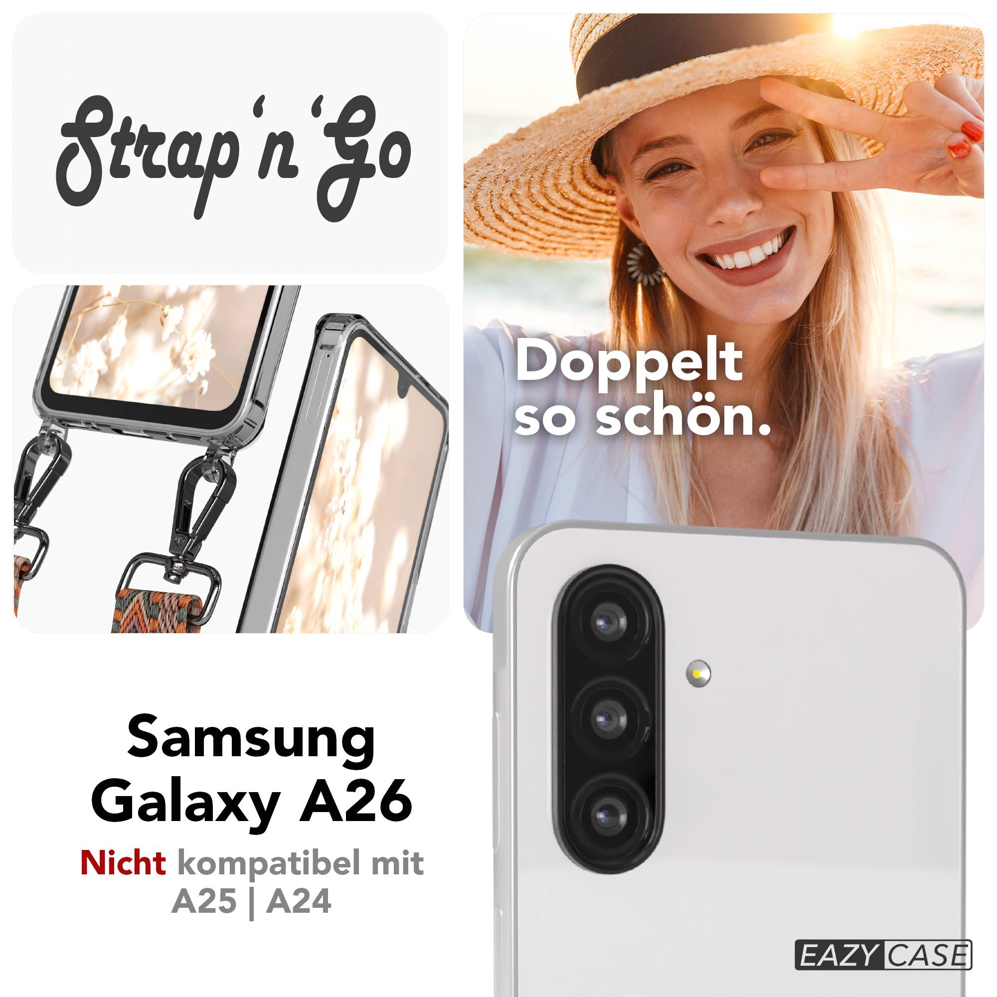 Samsung Galaxy A26 Handykette mit Boho Band verstellbarer Trageriemen
