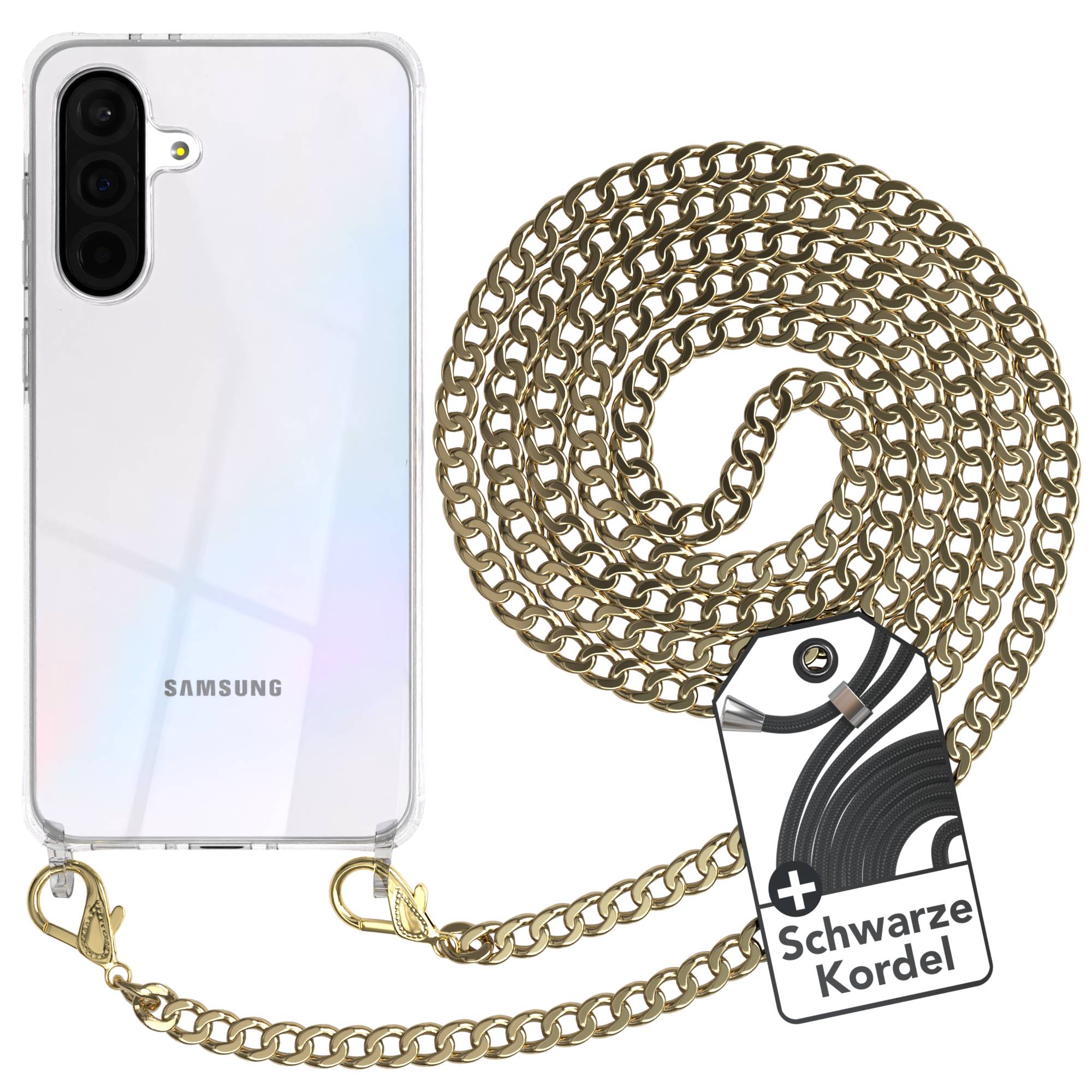 Galaxy A36 Hülle mit Metallkette + Schwarze Kordel