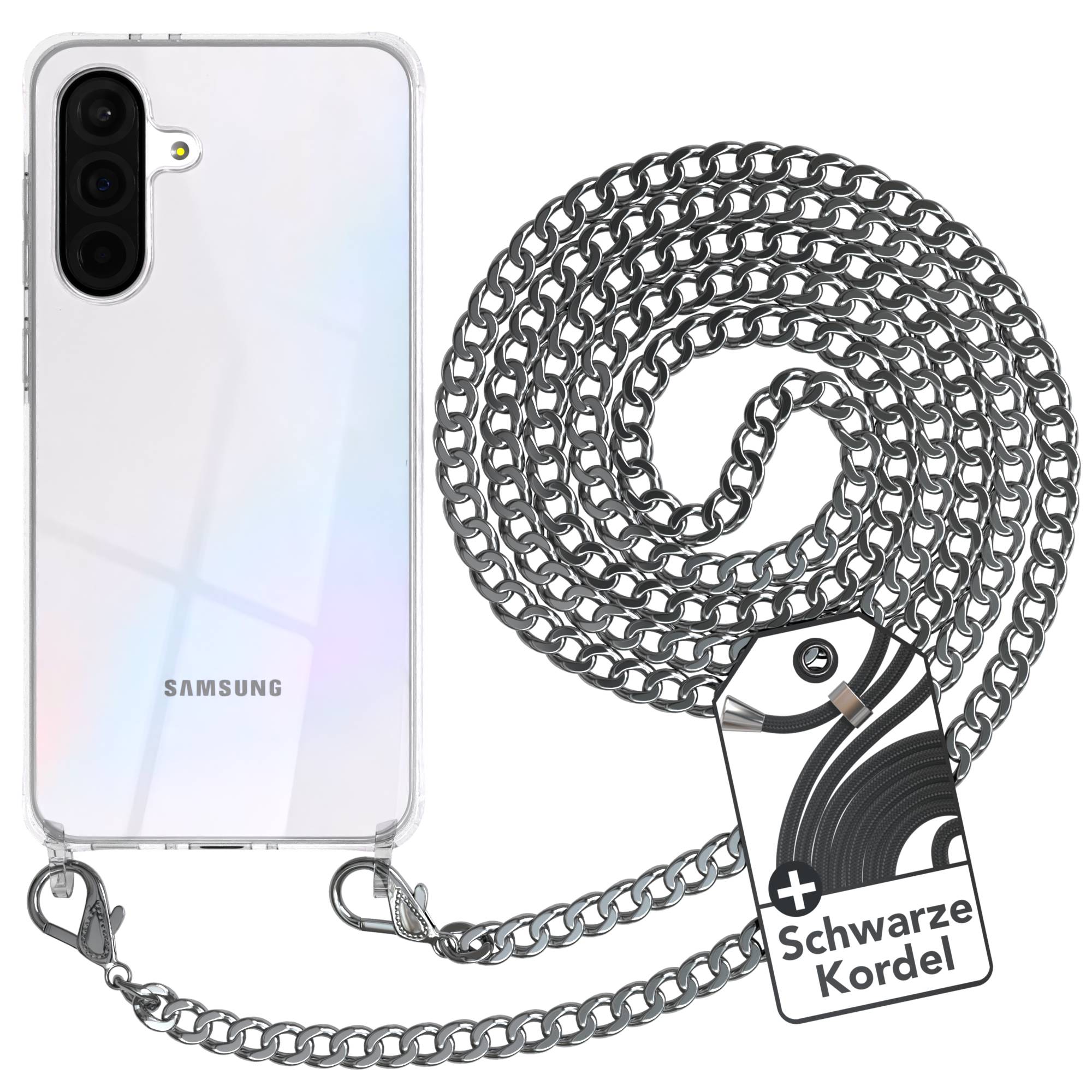 Galaxy A36 Hülle mit Metallkette + Schwarze Kordel