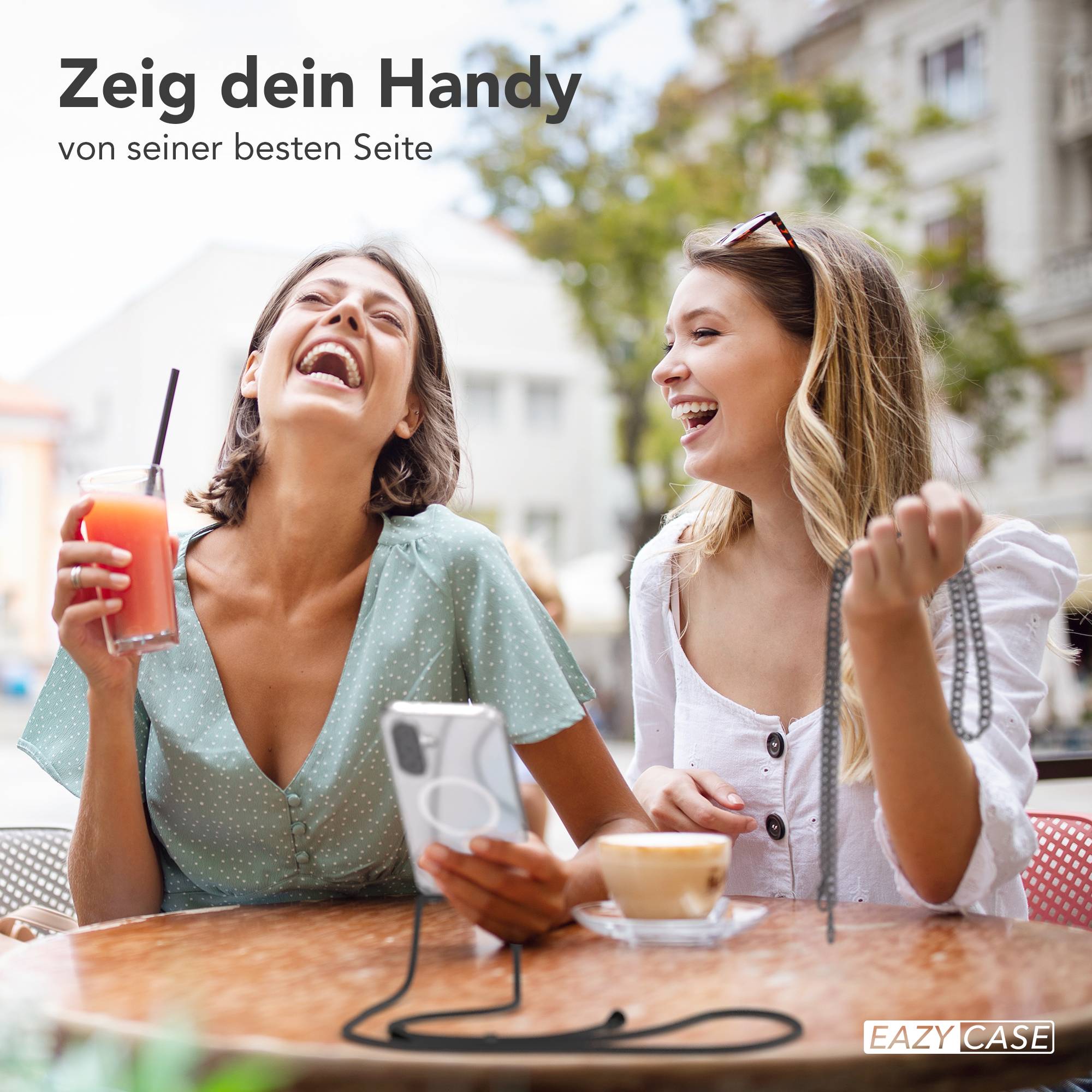 Galaxy A36 Hülle mit Metallkette + Schwarze Kordel mit MagSafe