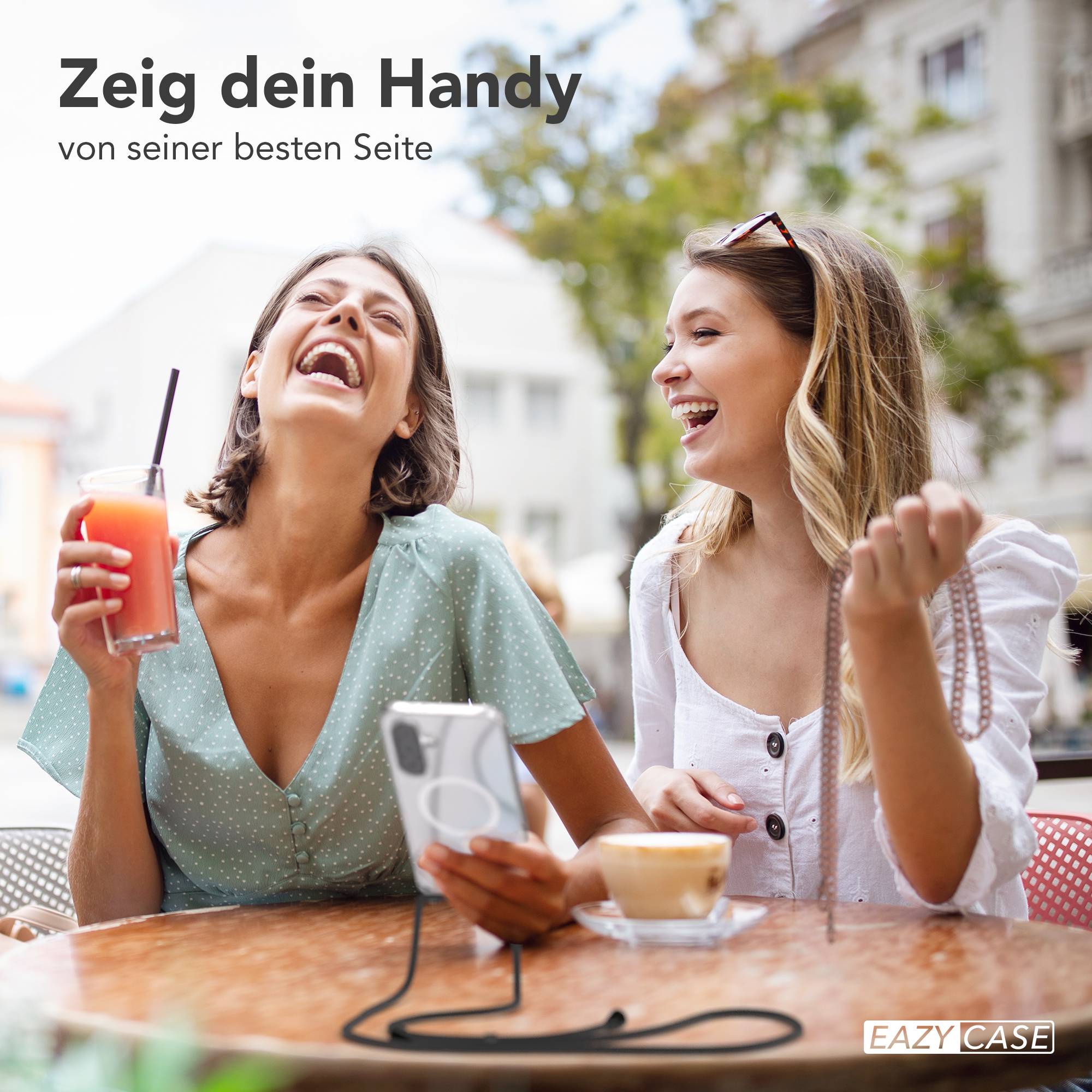 Galaxy A36 Hülle mit Metallkette + Schwarze Kordel mit MagSafe