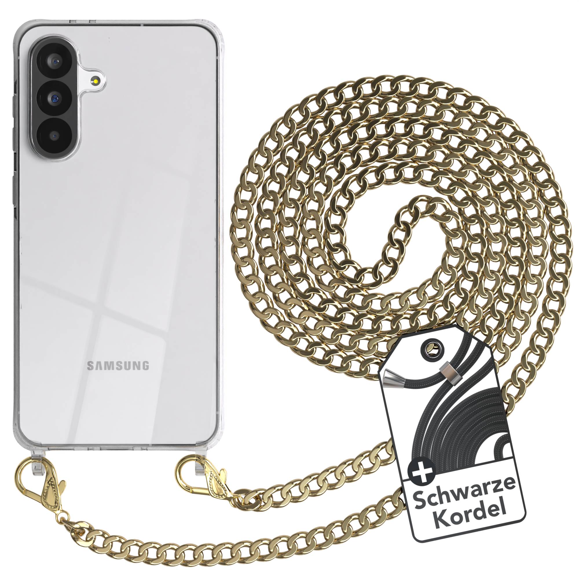 Galaxy A56 Hülle mit Metallkette + Schwarze Kordel