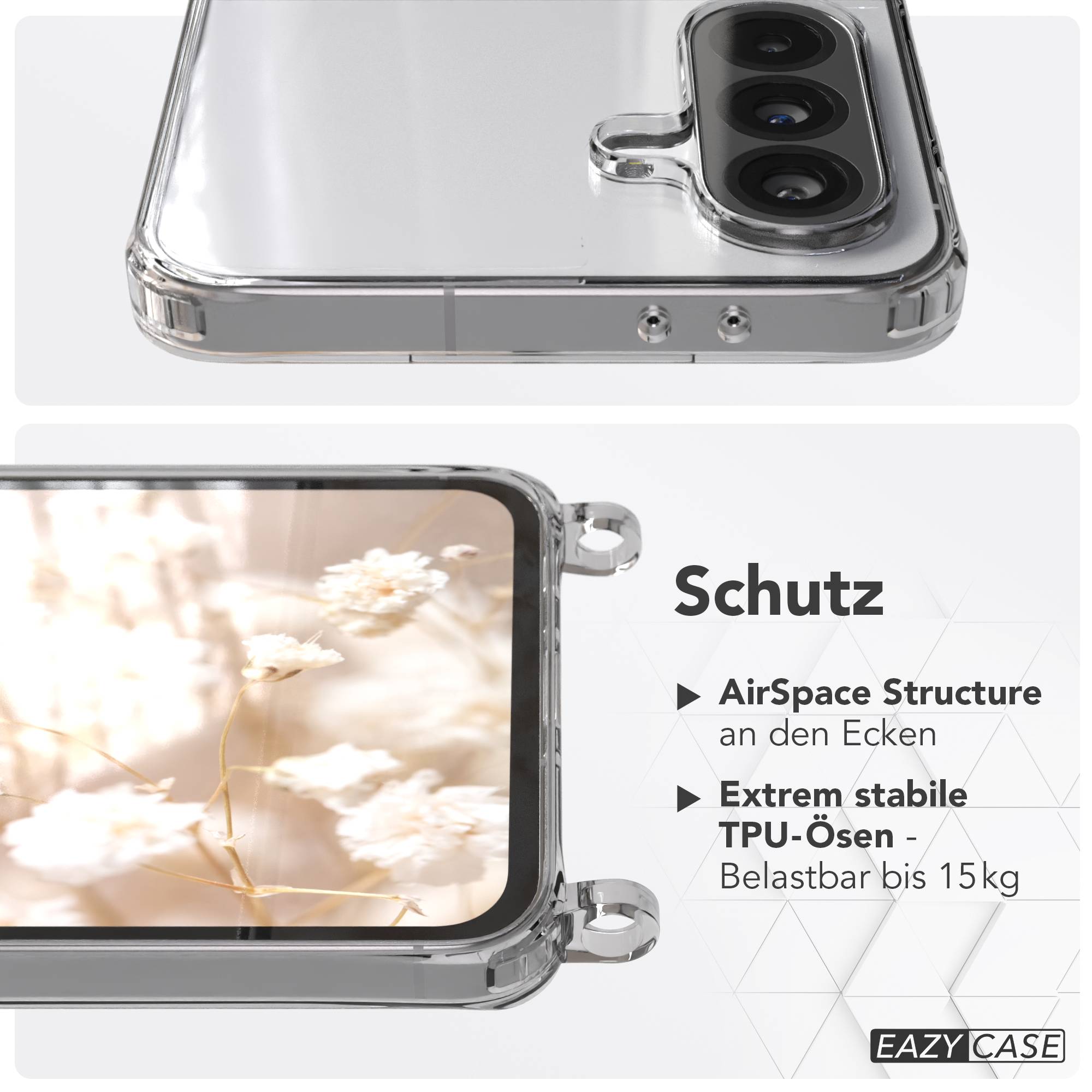 Galaxy A56 Hülle mit Metallkette + Schwarze Kordel