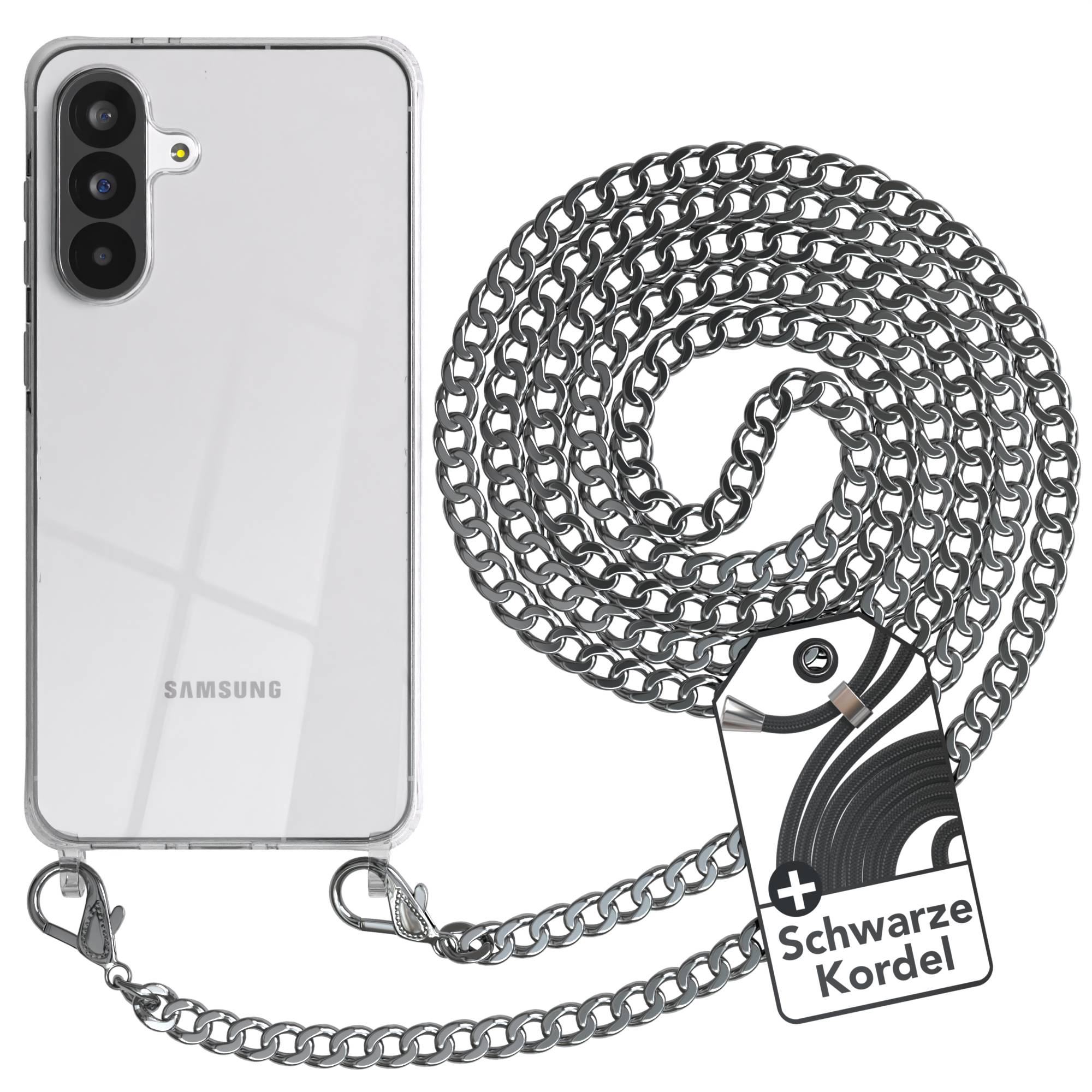 Galaxy A56 Hülle mit Metallkette + Schwarze Kordel