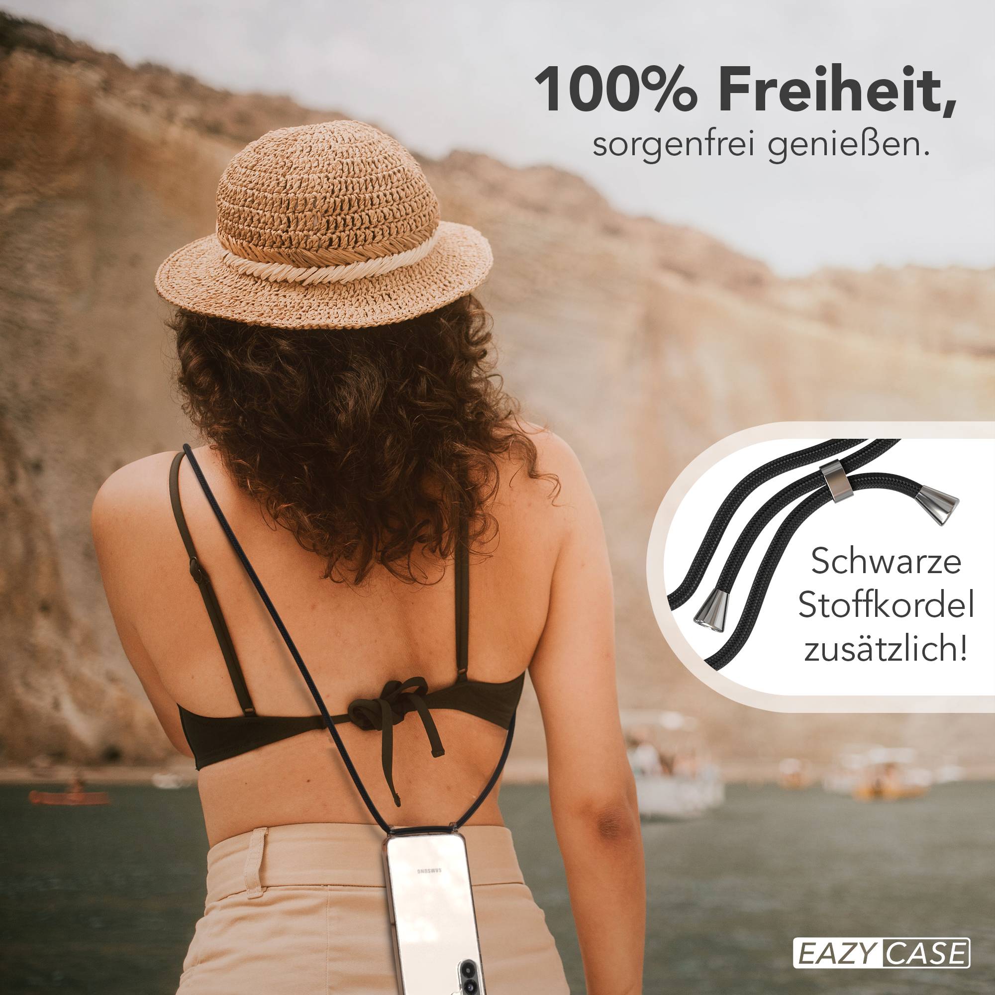 Galaxy A56 Hülle mit Metallkette + Schwarze Kordel