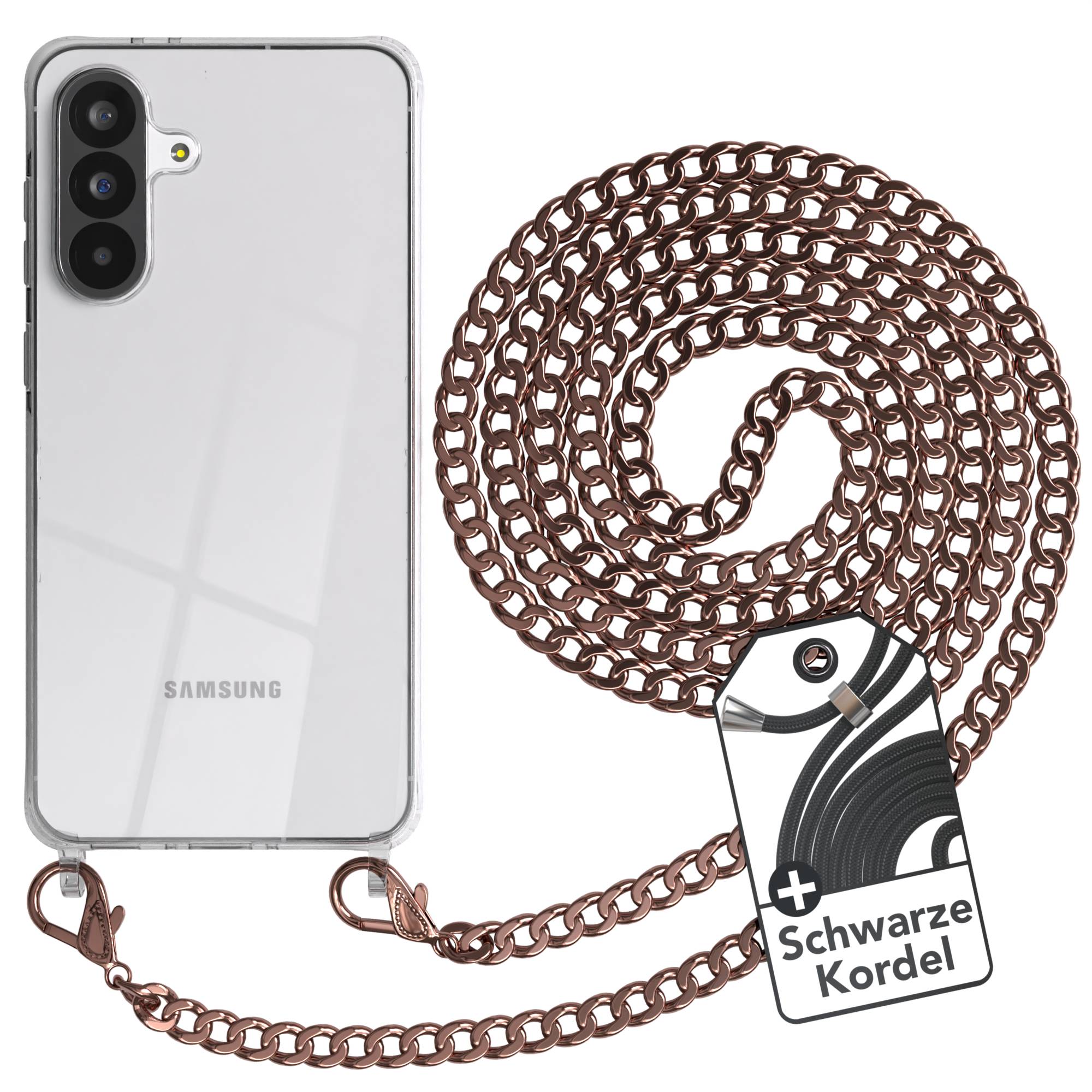 Galaxy A56 Hülle mit Metallkette + Schwarze Kordel