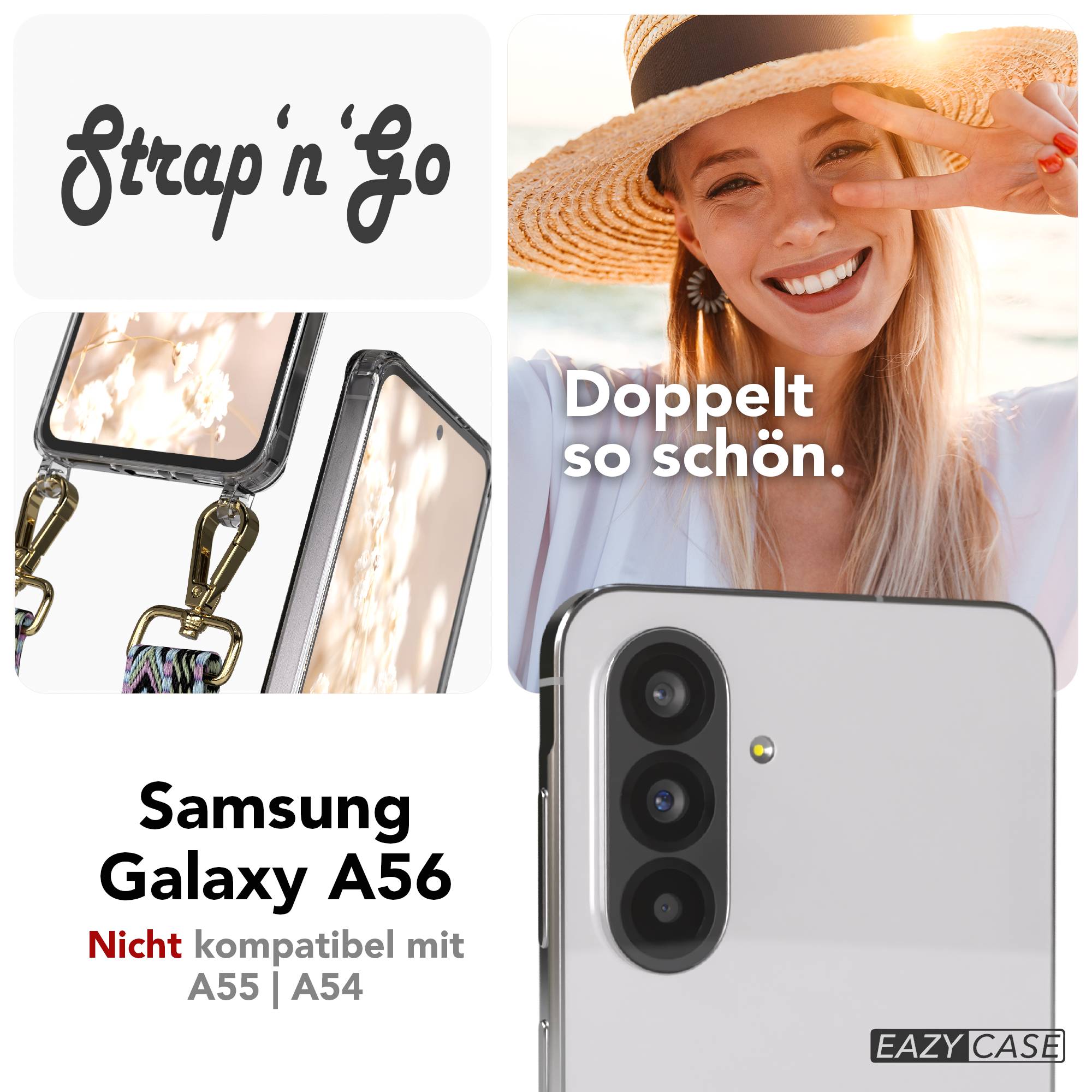 Samsung Galaxy A56 Handykette mit Boho Band verstellbar