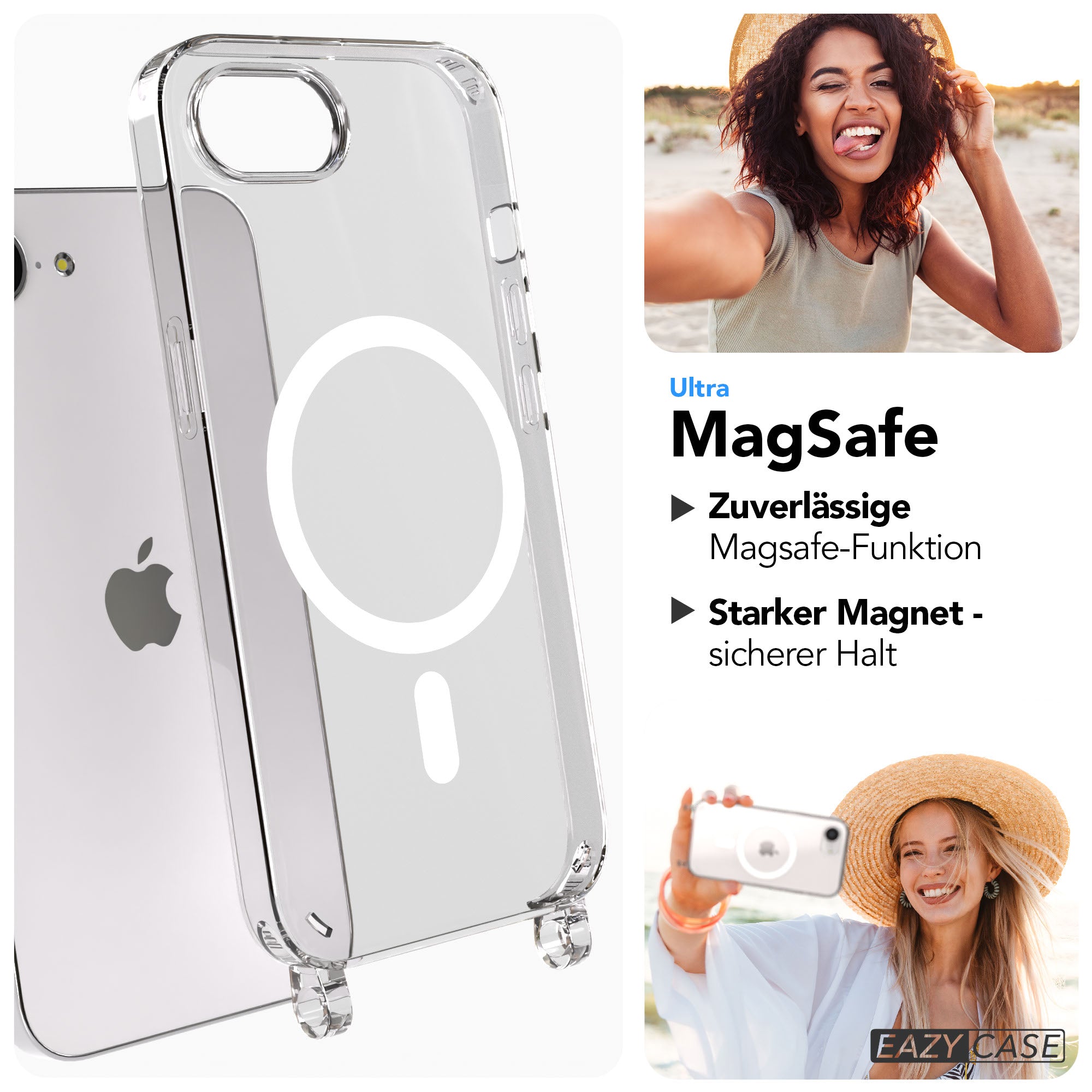 iPhone 16e transparente Hülle + Kordel mit MagSafe