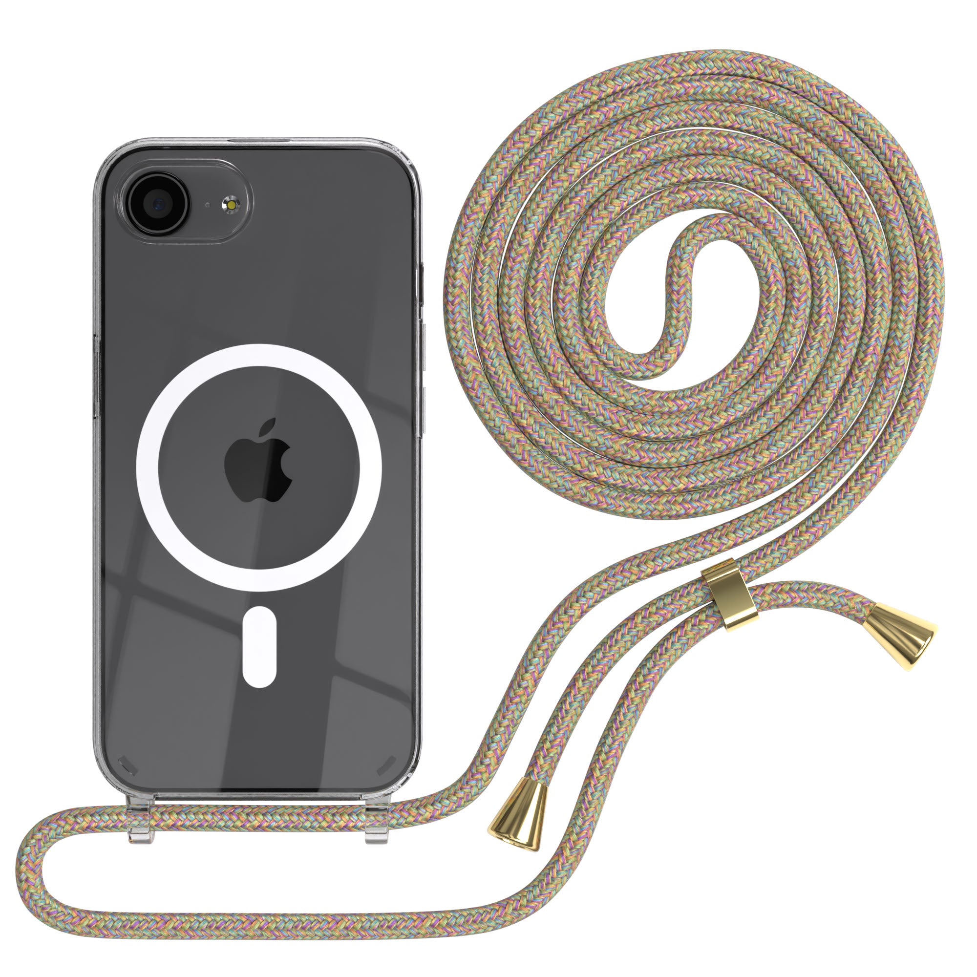 iPhone 16e transparente Hülle + Kordel mit MagSafe