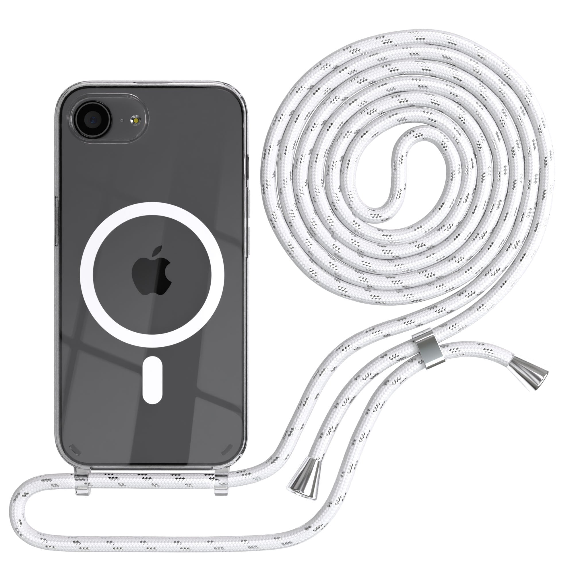 iPhone 16e transparente Hülle + Kordel mit MagSafe