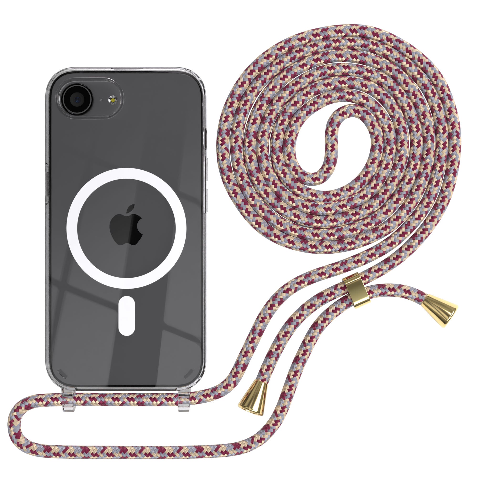 iPhone 16e transparente Hülle + Kordel mit MagSafe