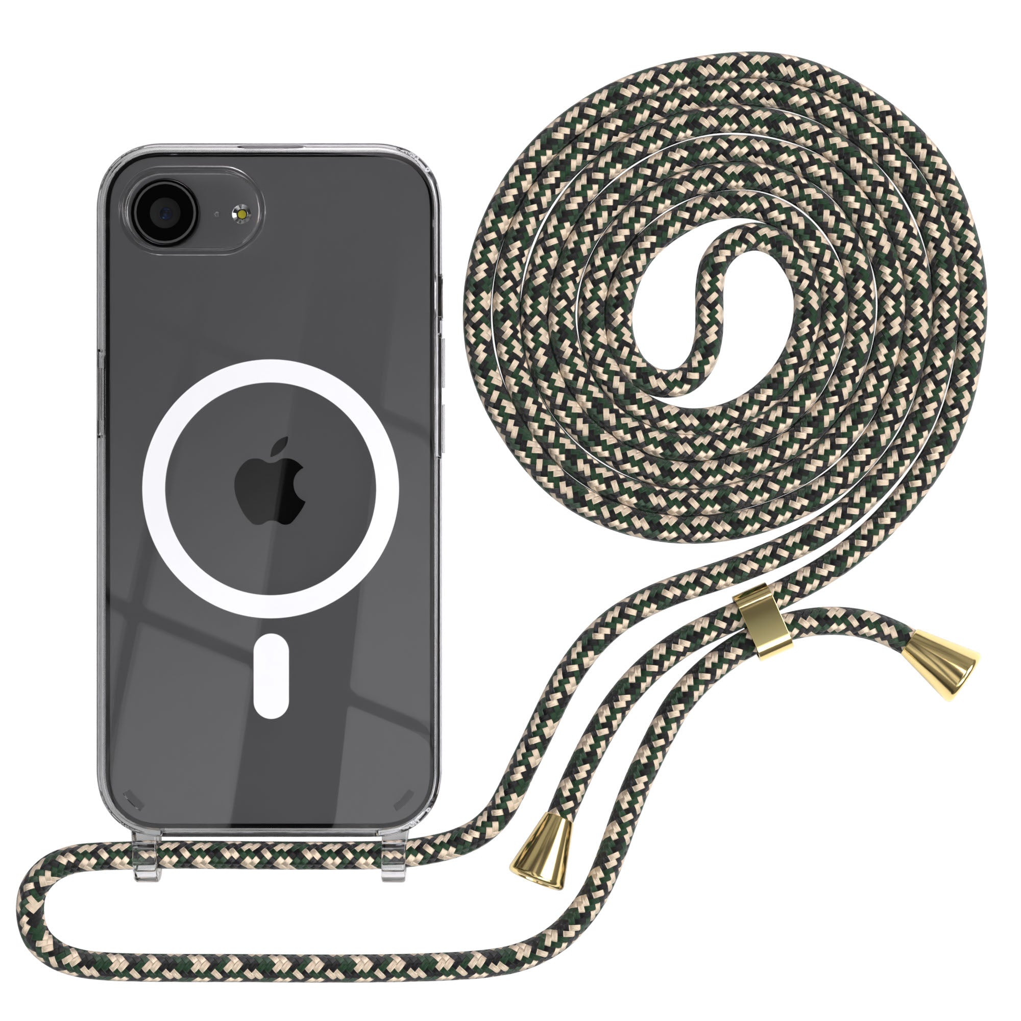 iPhone 16e transparente Hülle + Kordel mit MagSafe