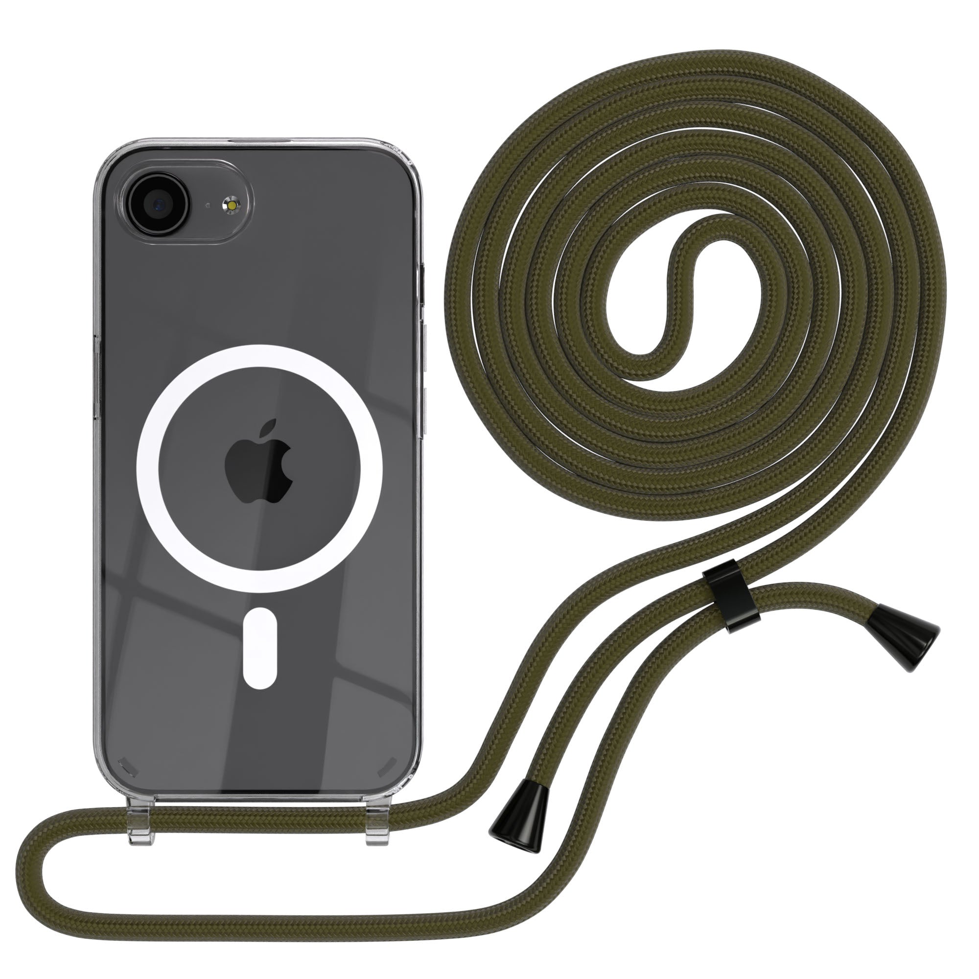iPhone 16e transparente Hülle + Kordel mit MagSafe