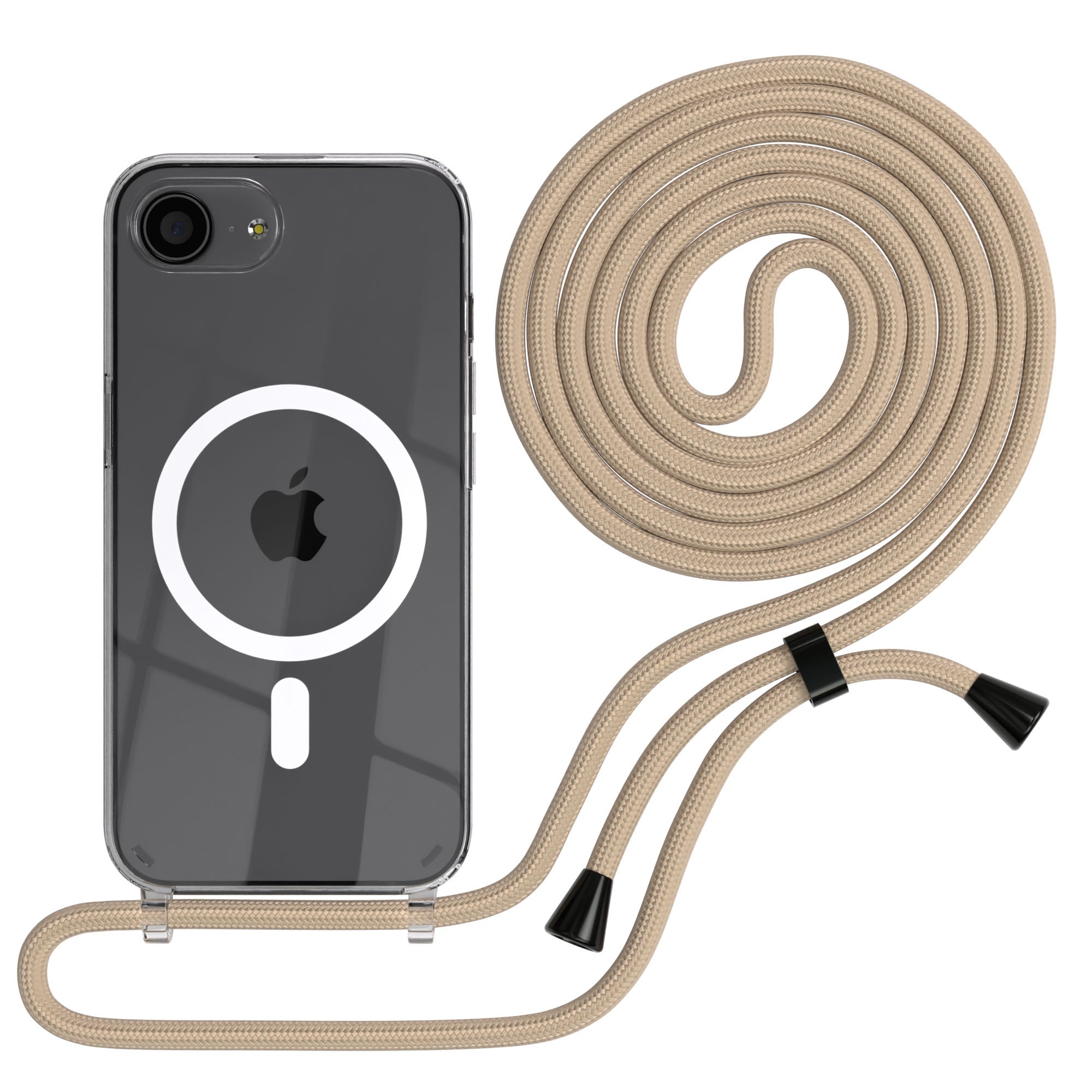 iPhone 16e transparente Hülle + Kordel mit MagSafe