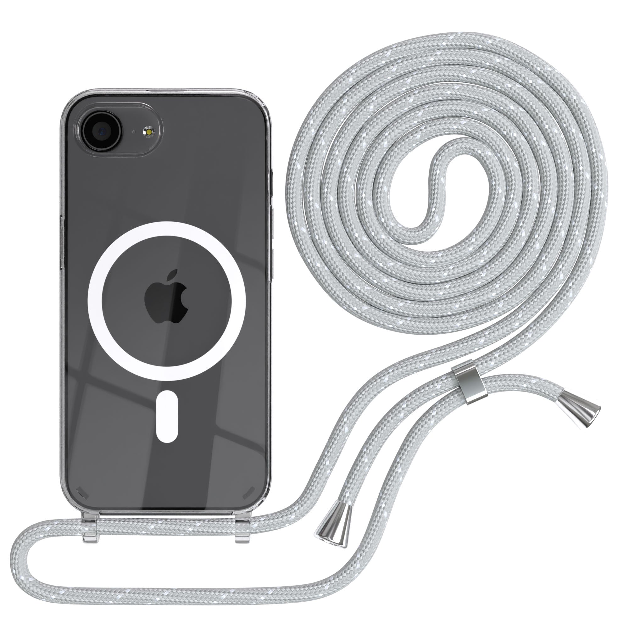 iPhone 16e transparente Hülle + Kordel mit MagSafe