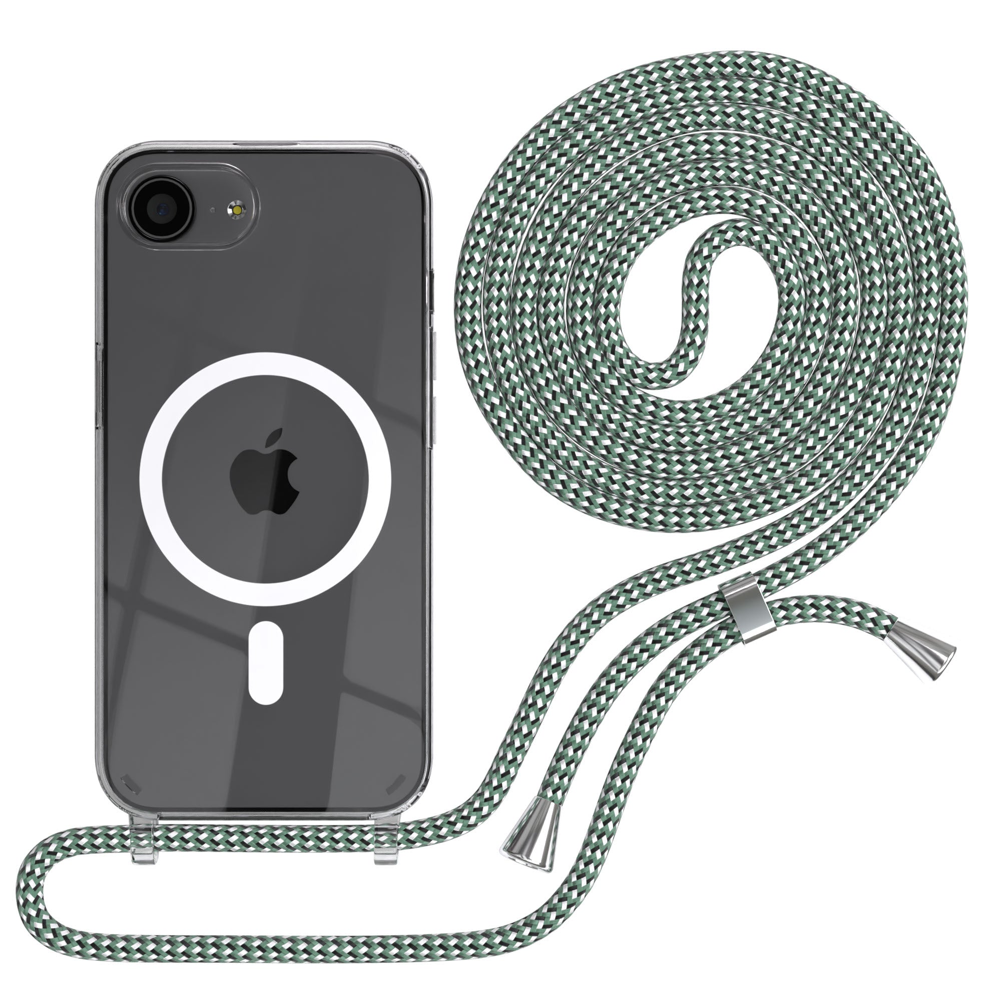iPhone 16e transparente Hülle + Kordel mit MagSafe