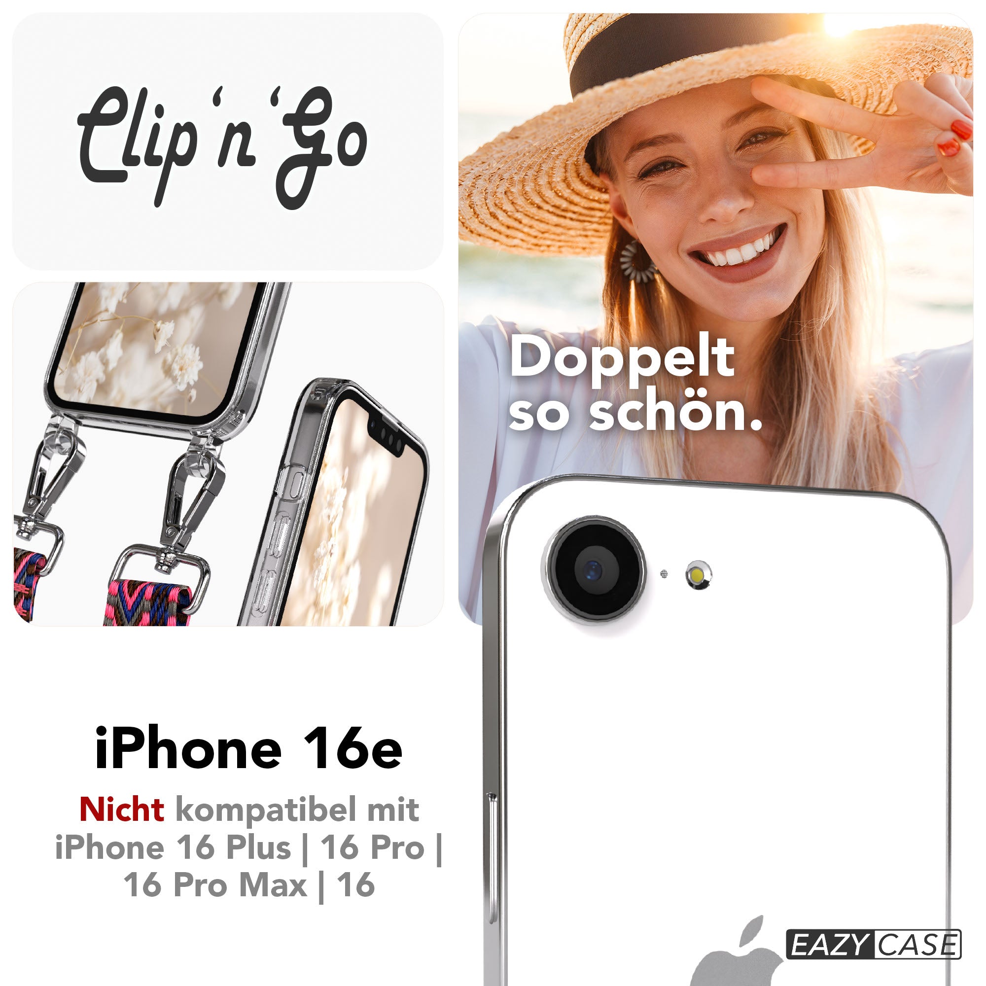 iPhone 16e MagSafe Handykette mit Boho Band Tragekette