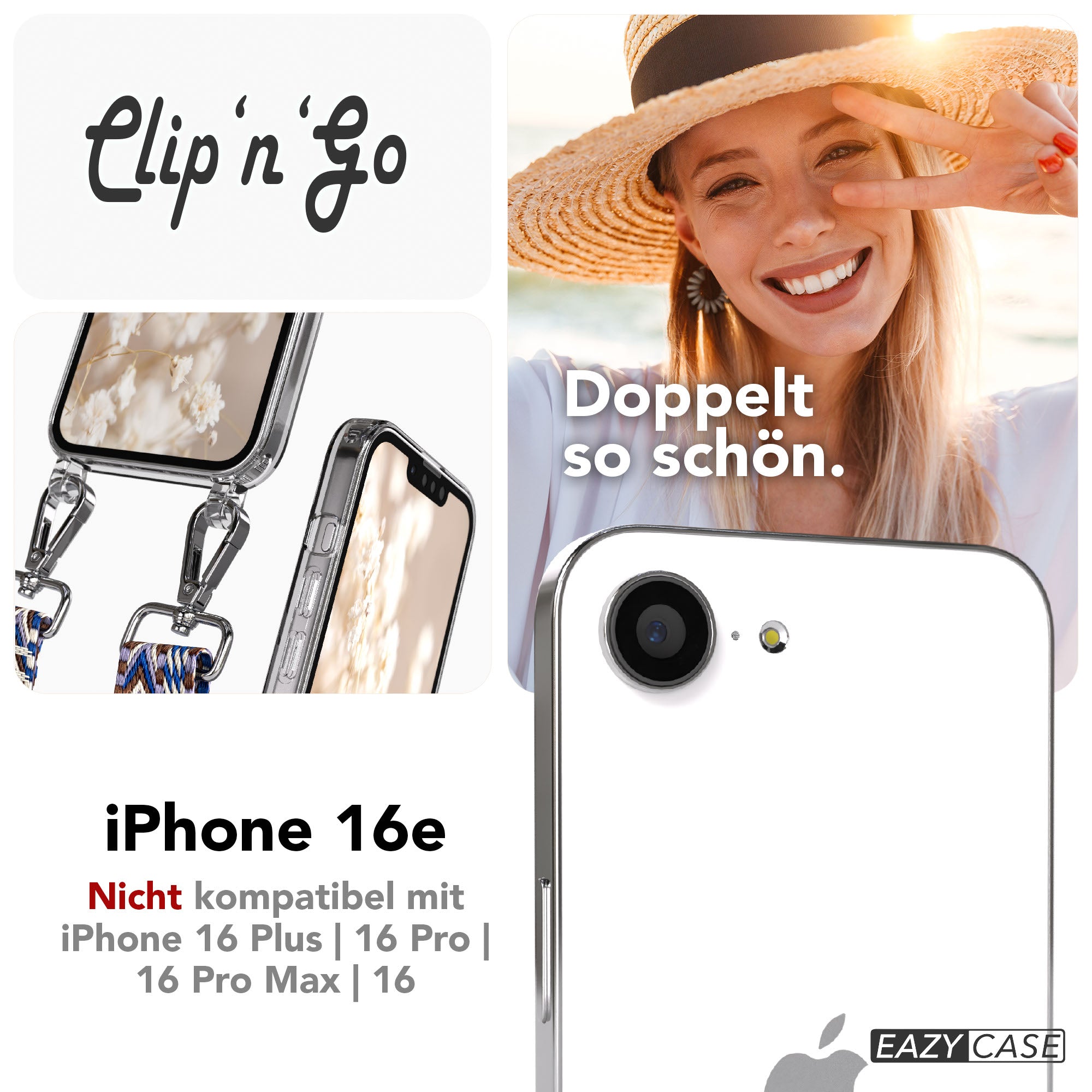 iPhone 16e MagSafe Handykette mit Boho Band Tragekette