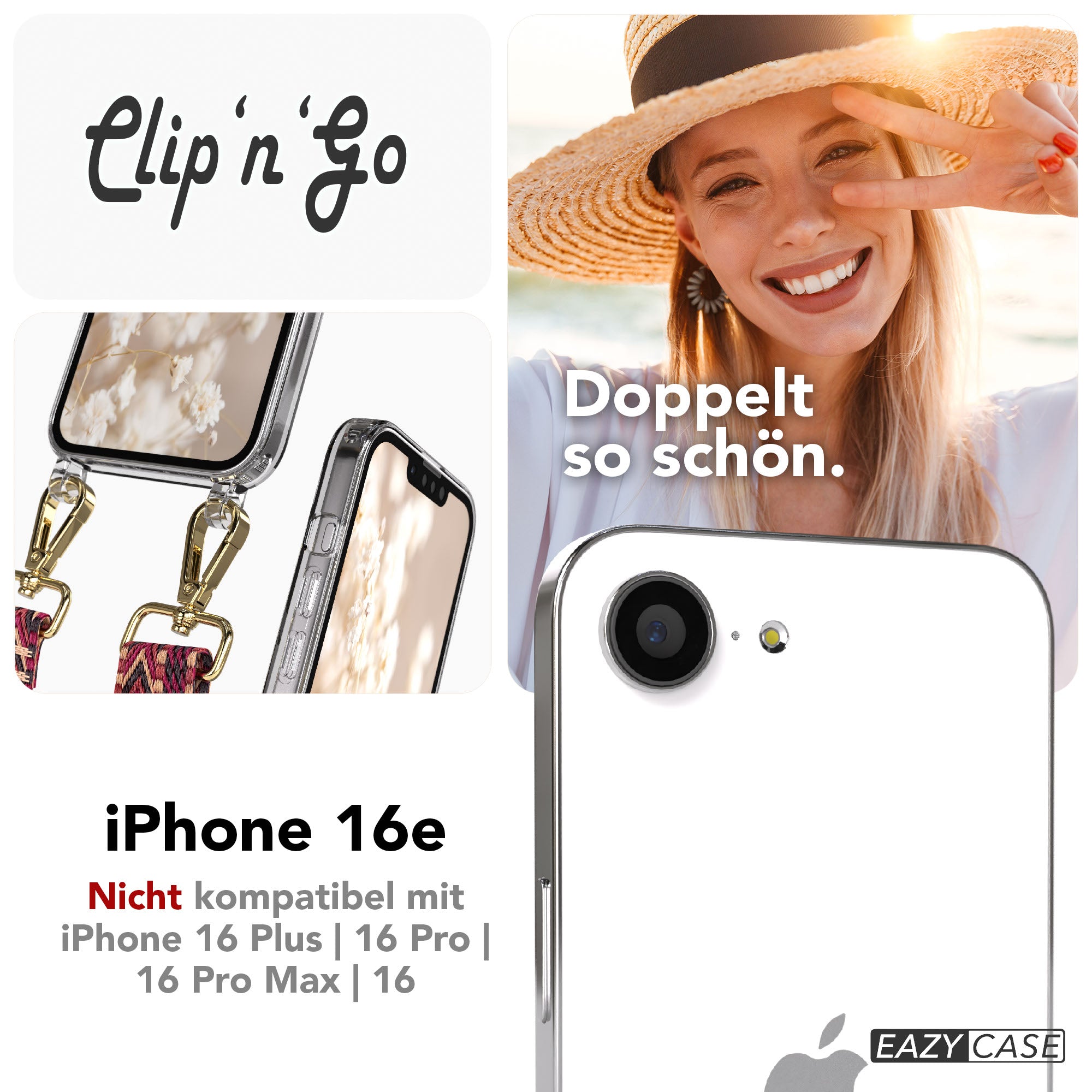 iPhone 16e MagSafe Handykette mit Boho Band Tragekette