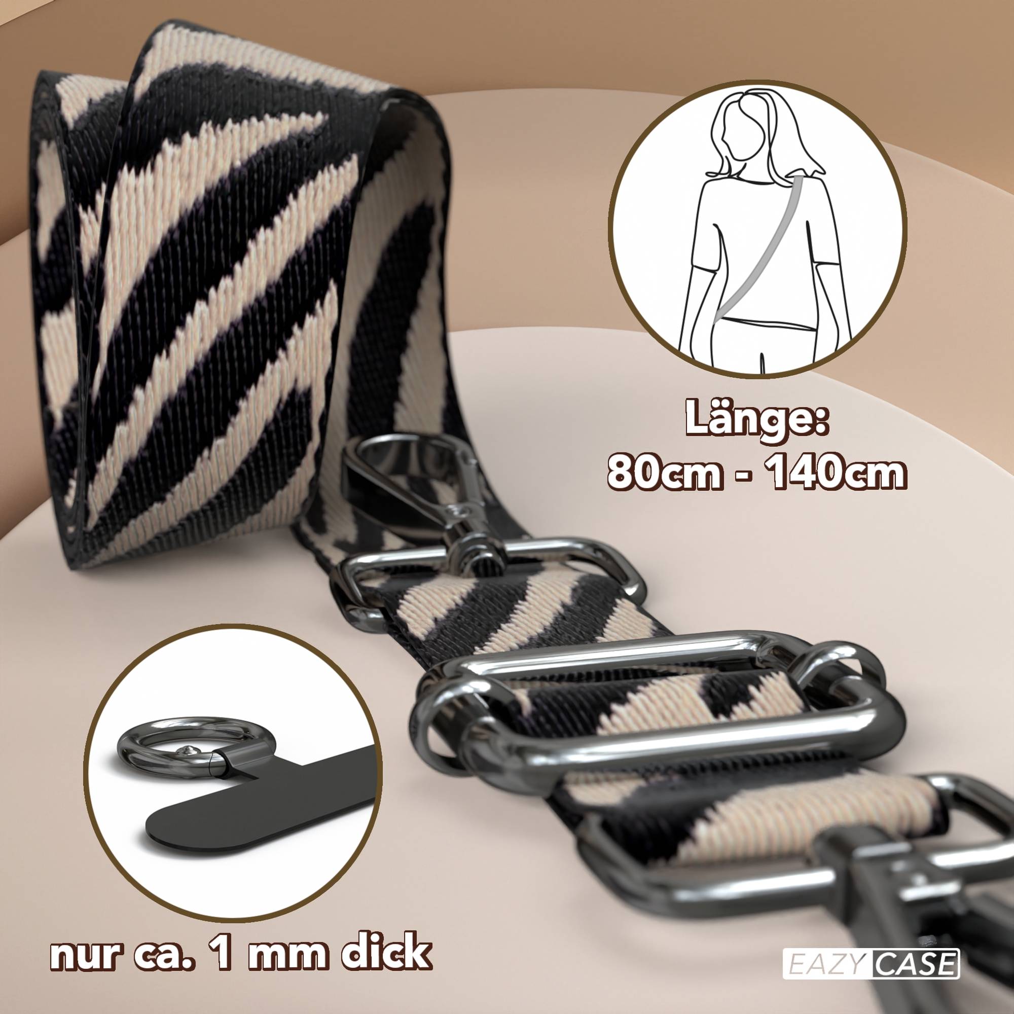 Universal Handykette mit verstellbarem Riemen und Karabinerhaken EAZY CASE