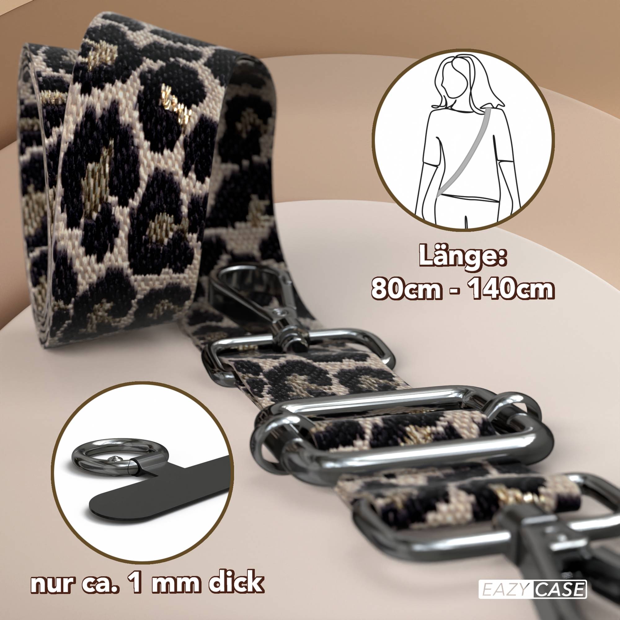 Universal Handykette mit verstellbarem Riemen und Karabinerhaken EAZY CASE