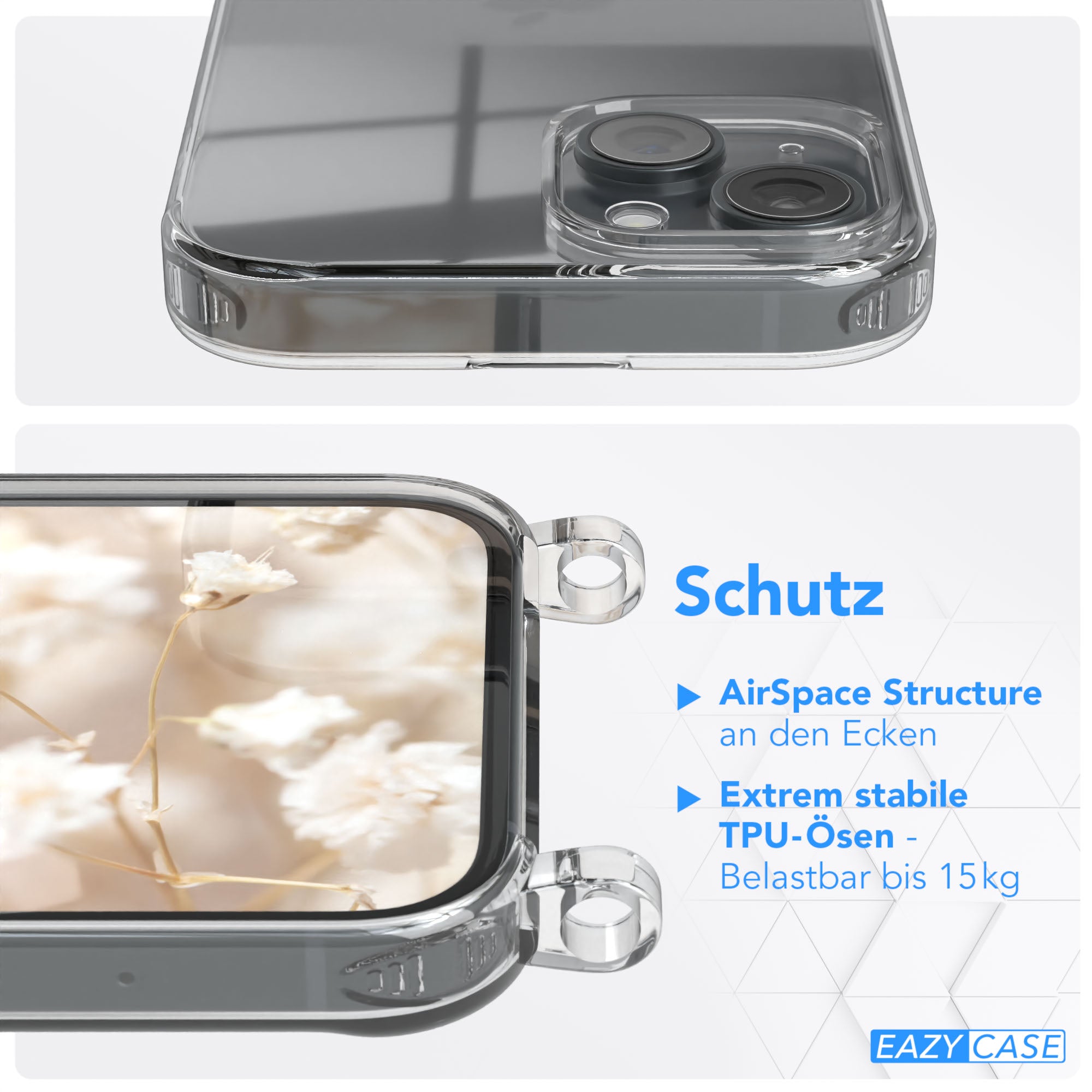 iPhone 15 Handykette mit verstellbarem Boho Band Tragegurt
