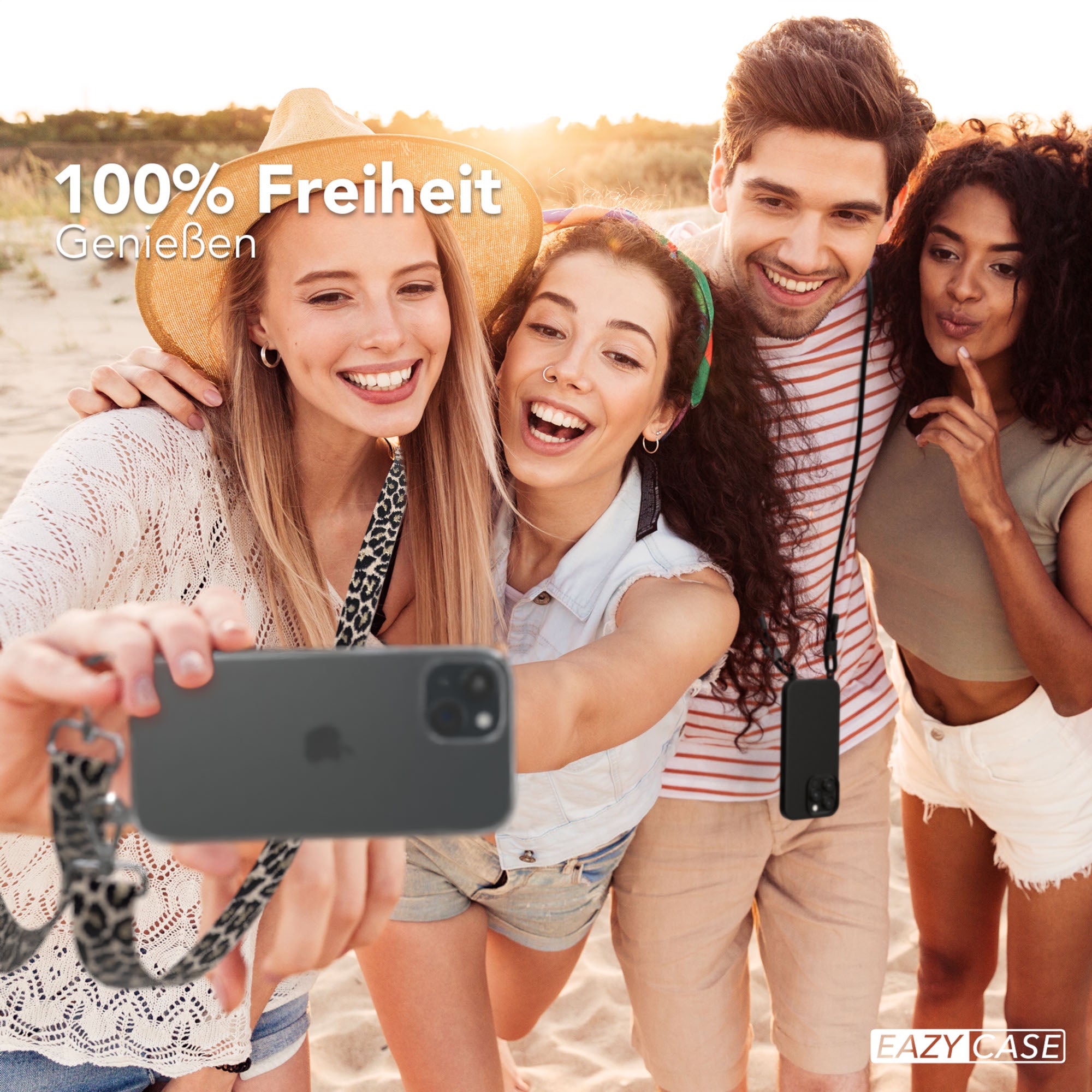 iPhone 15 Handykette mit verstellbarem Boho Band Tragegurt