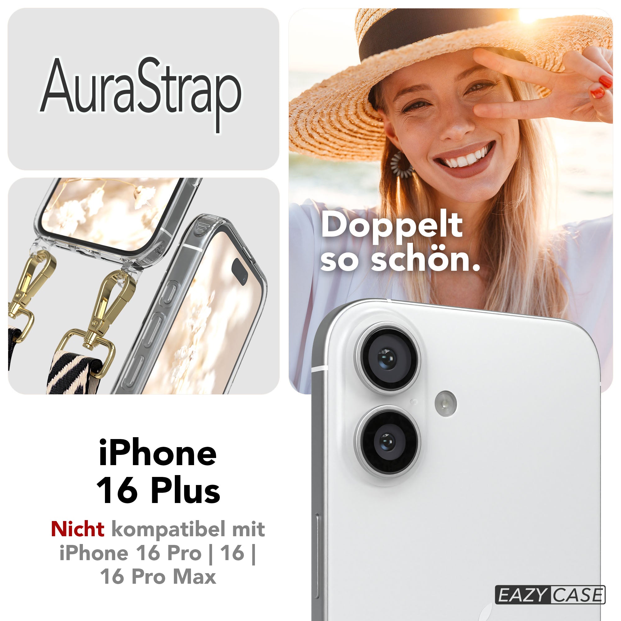 iPhone 16 Plus MagSafe Handykette mit Boho Band Set EAZY CASE