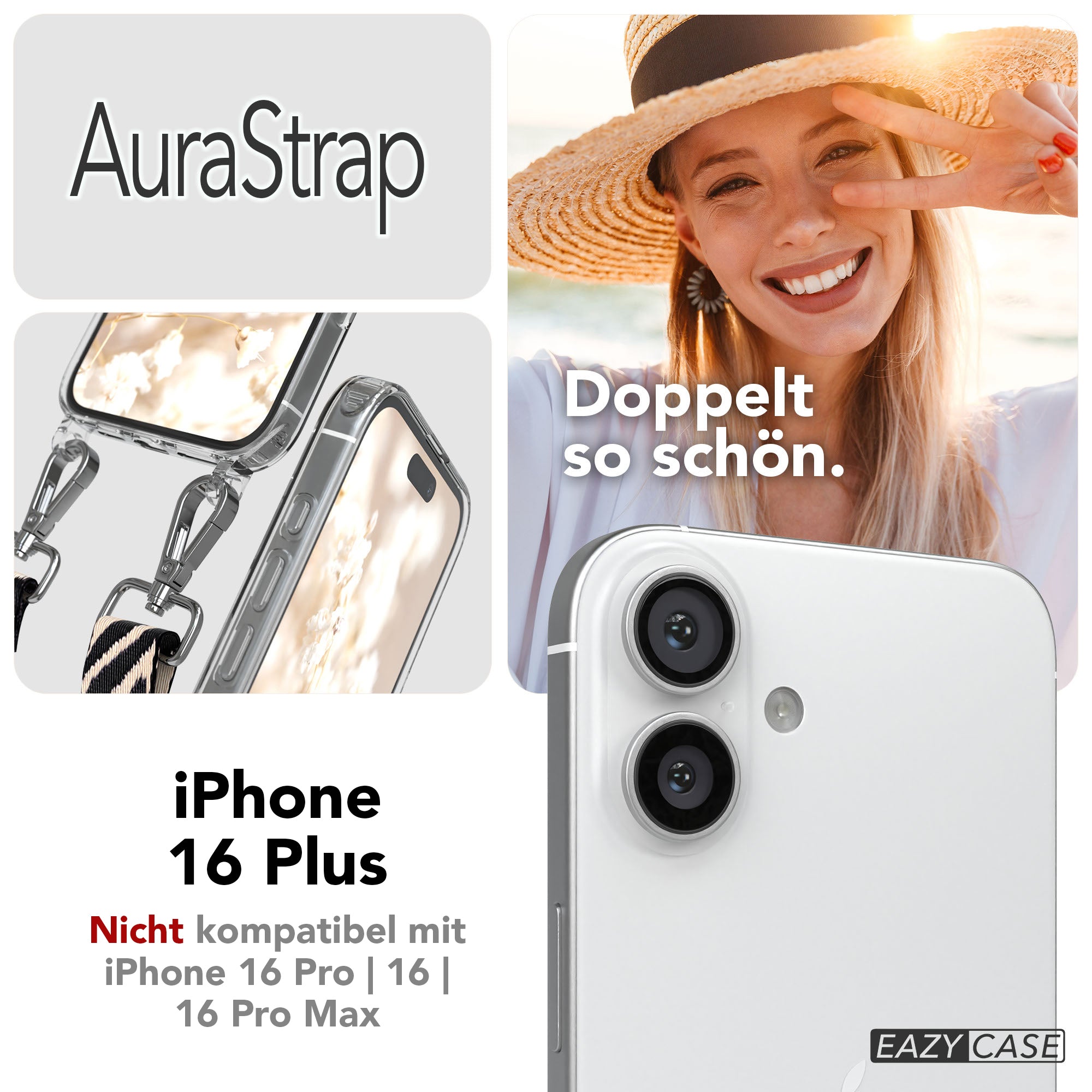 iPhone 16 Plus MagSafe Handykette mit Boho Band Set EAZY CASE