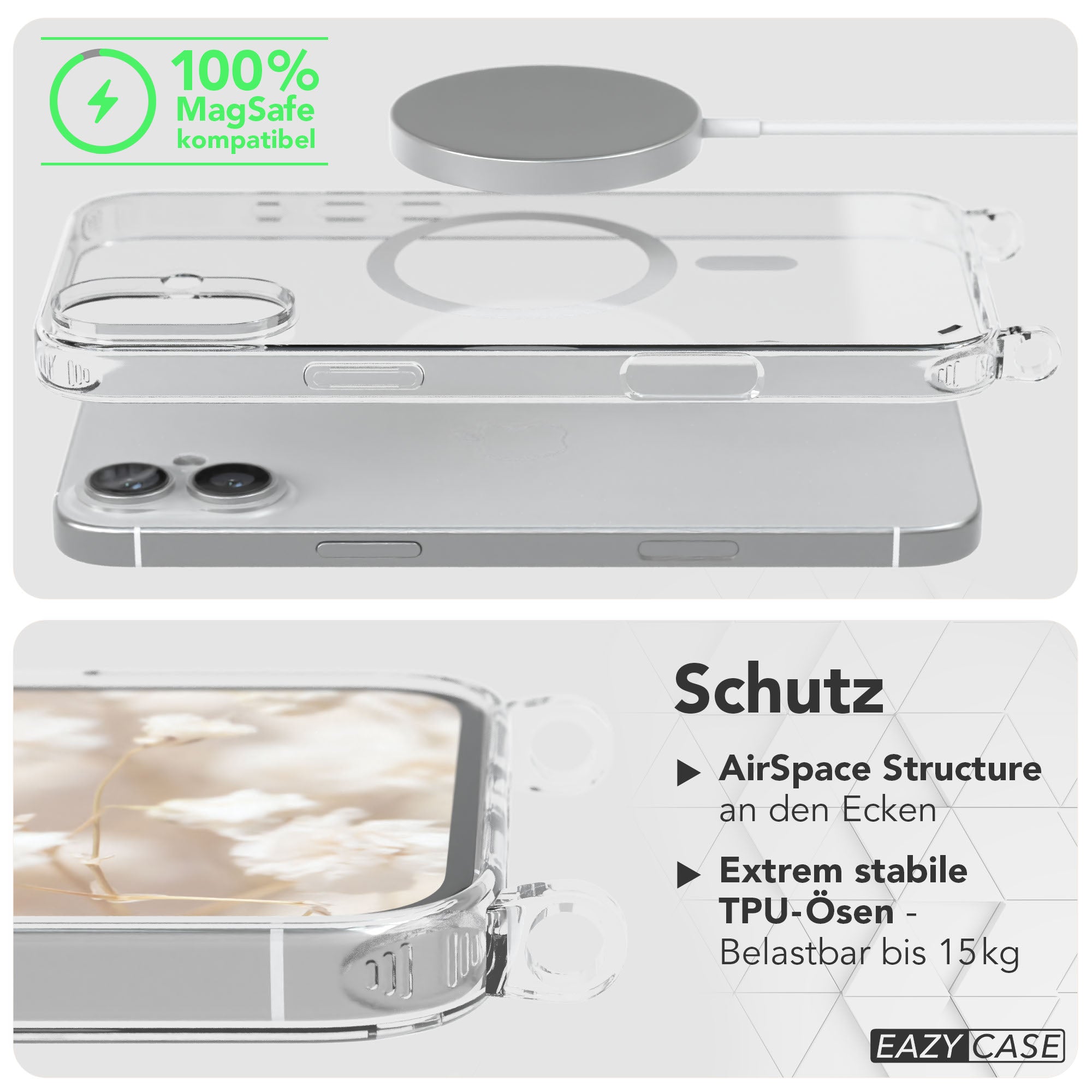 iPhone 16 Plus MagSafe Handykette mit Boho Band Set EAZY CASE