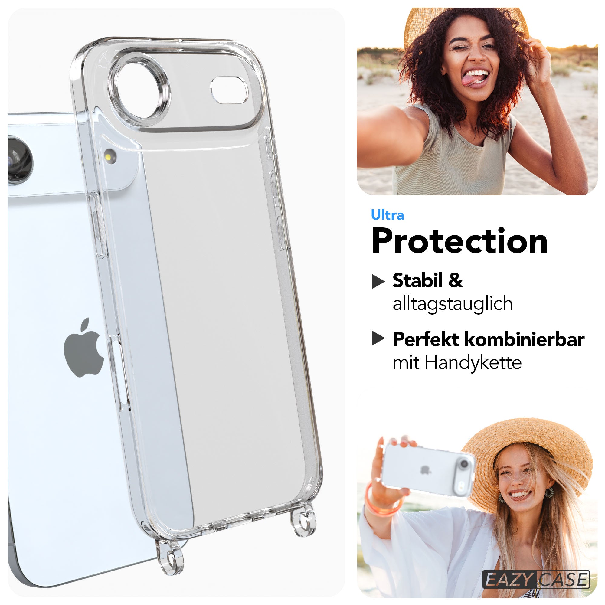 iPhone Air transparente Schutzhülle mit TPU Befestigungsösen für Handyketten