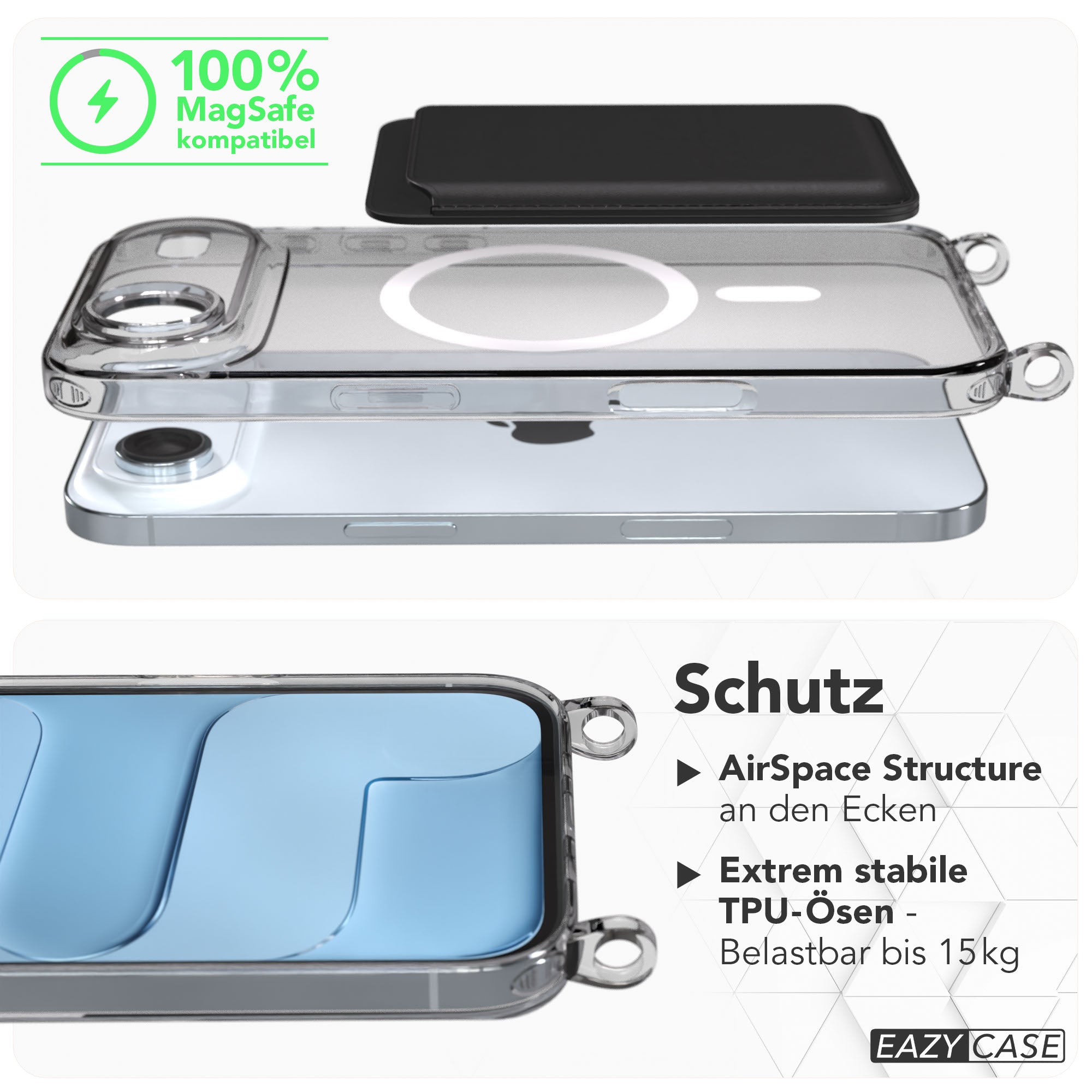 iPhone Air Schutzhülle mit MagSafe und Befestigungsösen für Handyketten