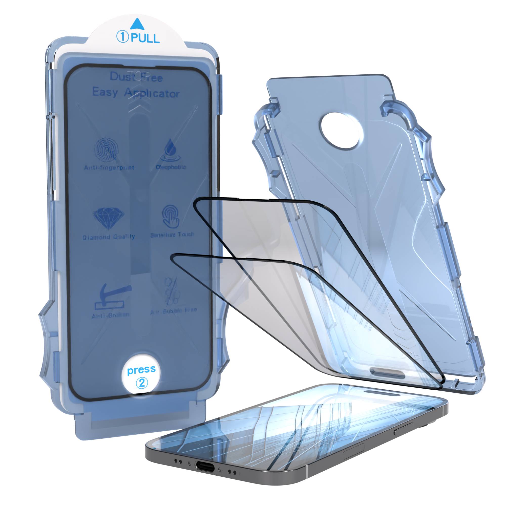 iPhone Air Schutzfolie 9H Hartglas mit Installationsrahmen Displayschutz