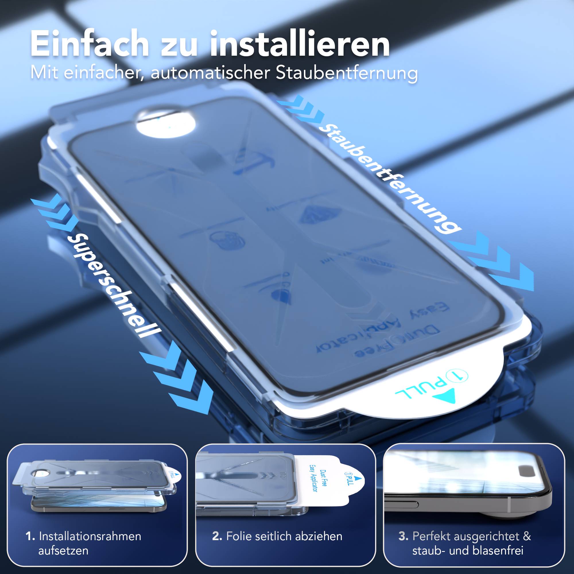 iPhone Air Schutzfolie 9H Hartglas mit Installationsrahmen Displayschutz