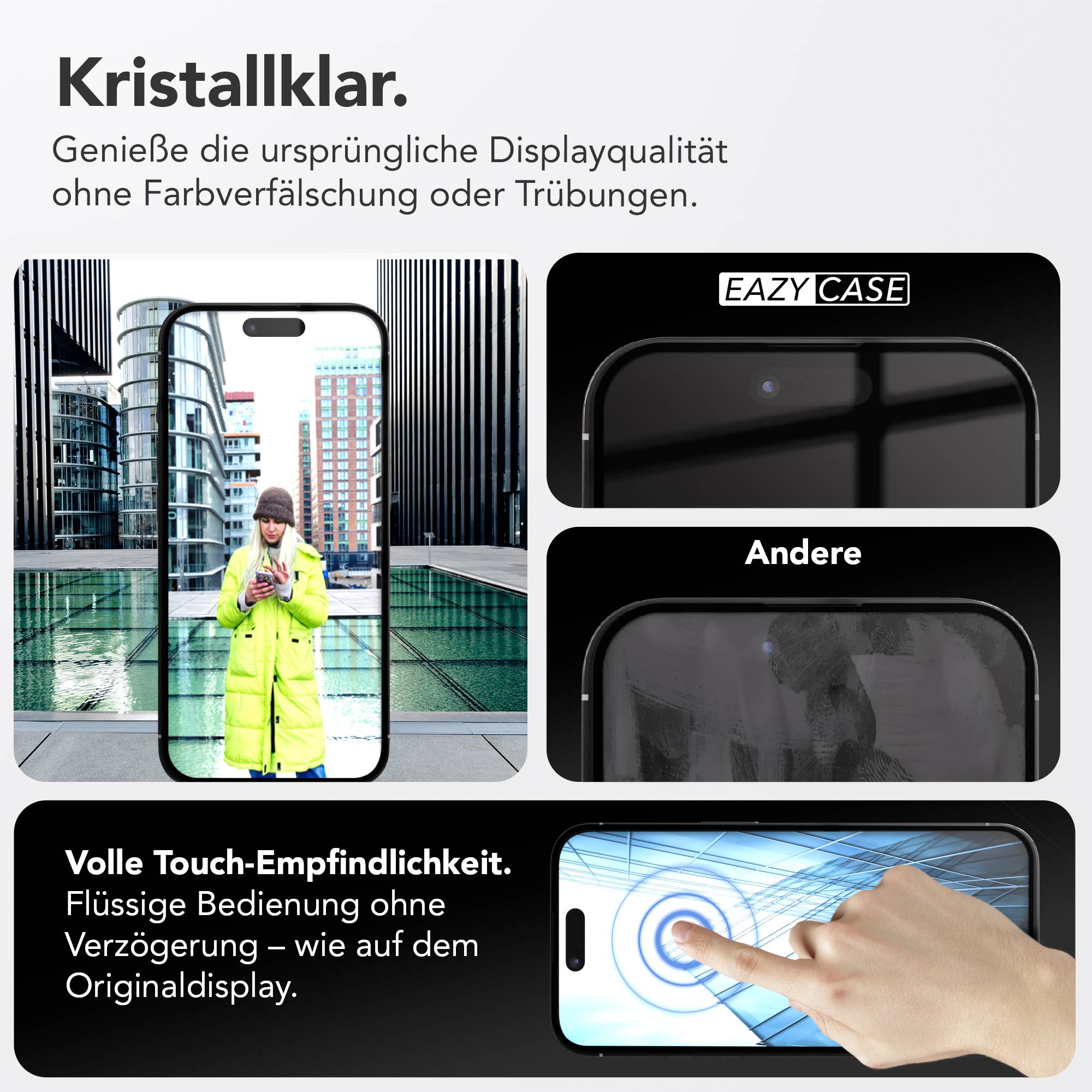 iPhone Air Schutzfolie 9H Hartglas mit Installationsrahmen Displayschutz