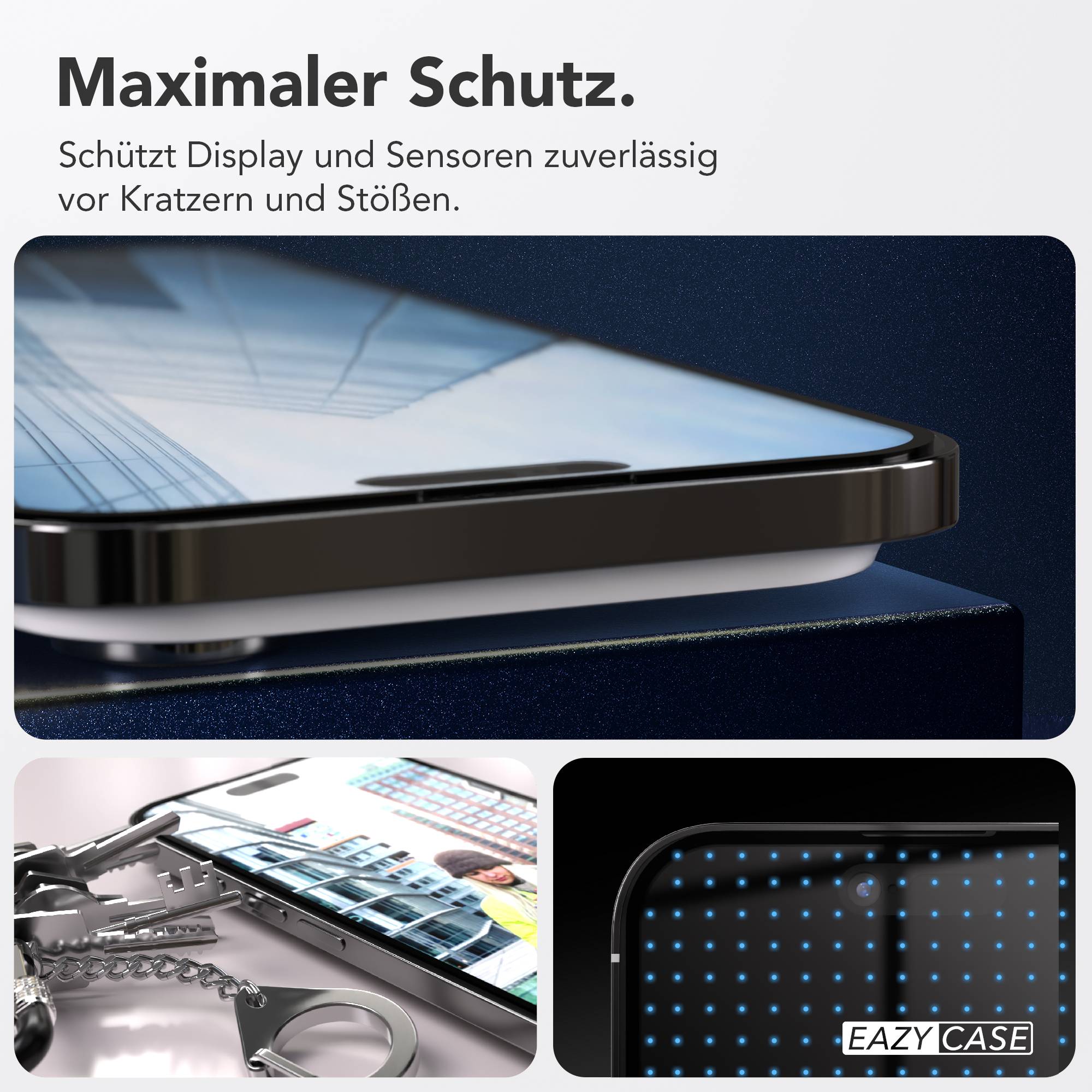 iPhone Air Schutzfolie 9H Hartglas mit Installationsrahmen Displayschutz
