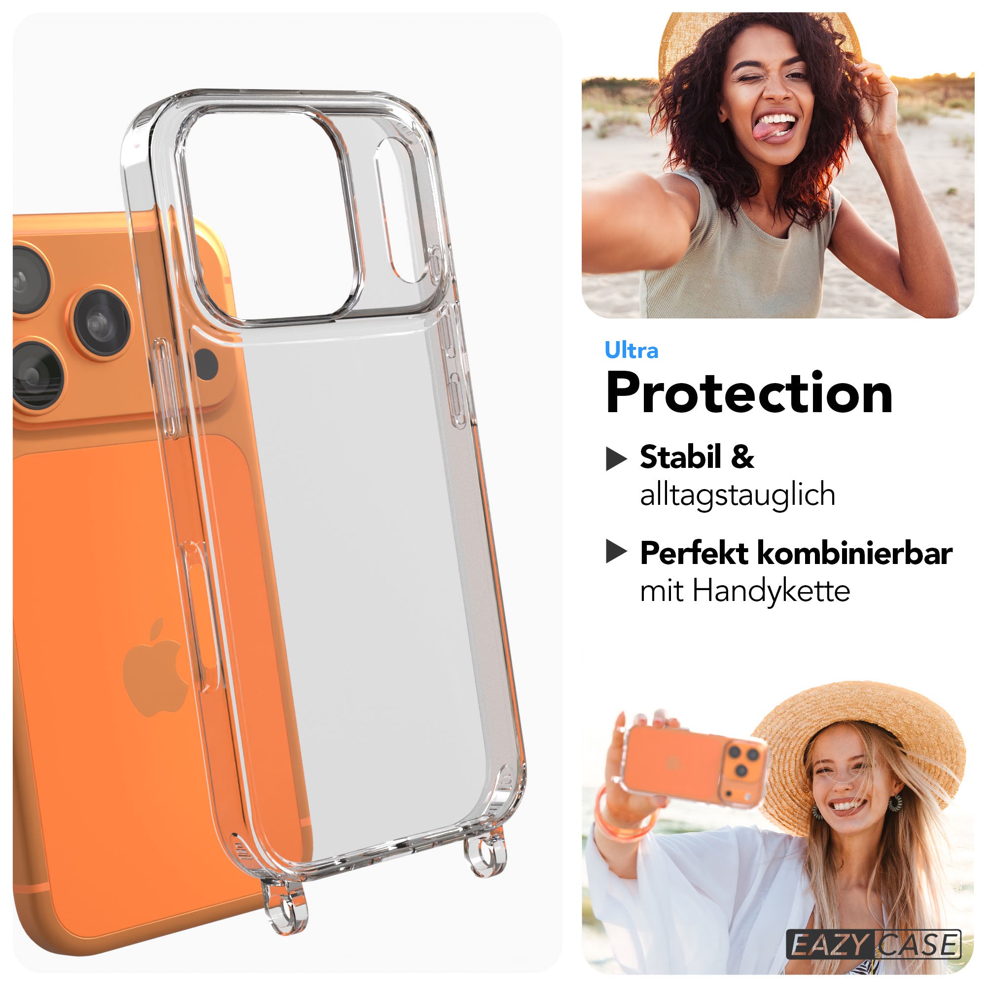 iPhone 17 Pro transparente Hülle mit integrierten Befestigungsösen für Handyketten