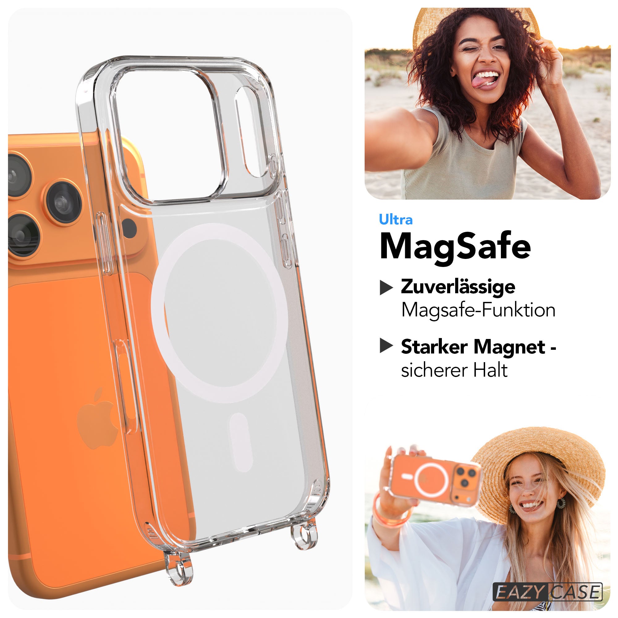 iPhone 17 Pro Schutzhülle mit MagSafe Magnetring und Befestigungsösen für Handyketten