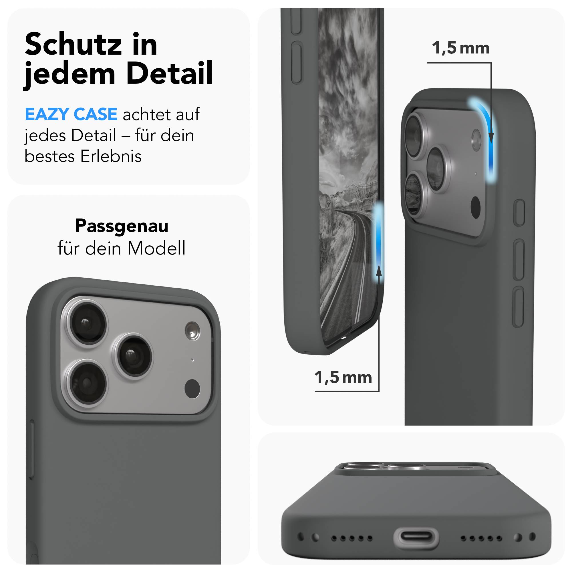 Apple iPhone 17 Pro Premium Silikonhülle mit Kameraschutz von EAZY CASE