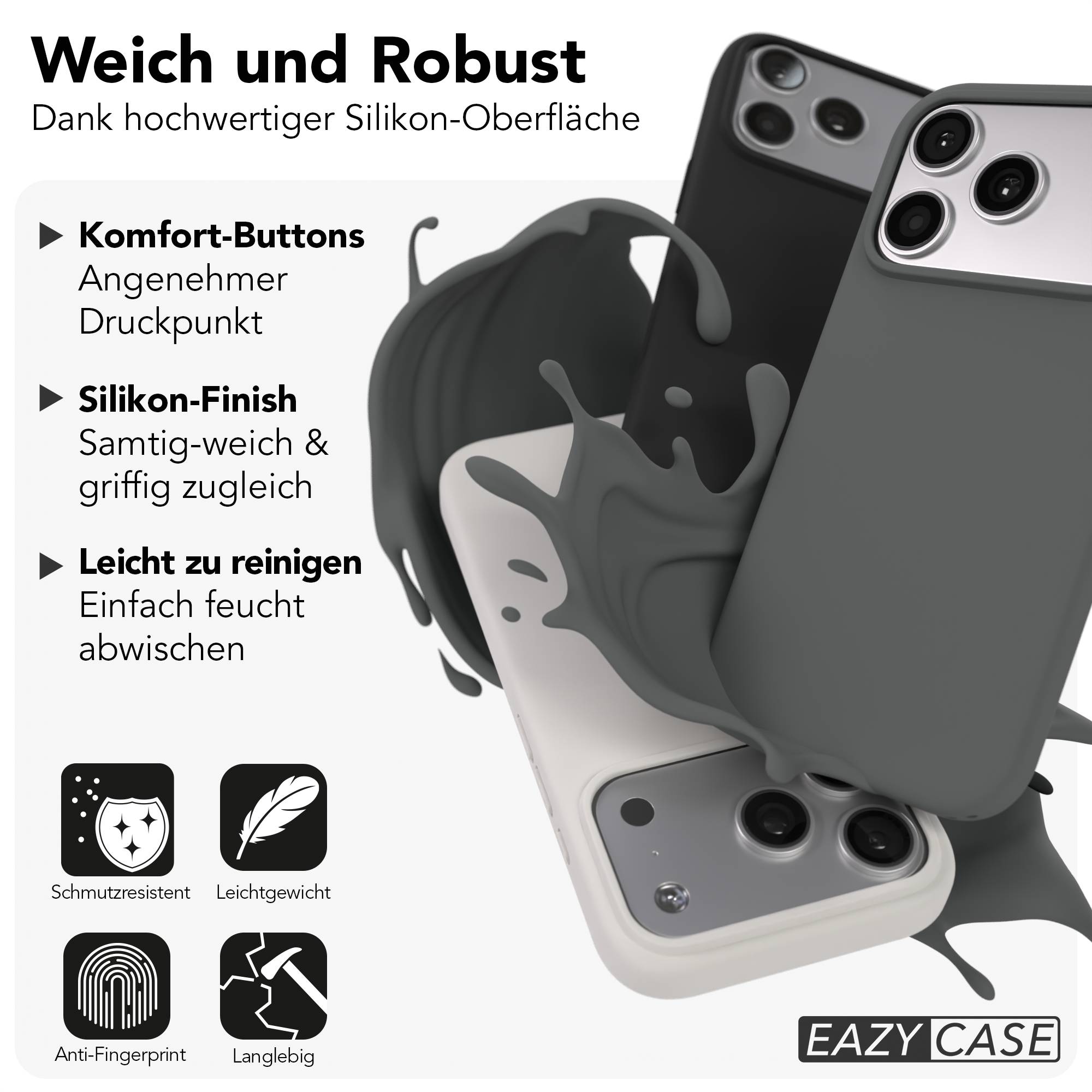 Apple iPhone 17 Pro Premium Silikonhülle mit Kameraschutz von EAZY CASE