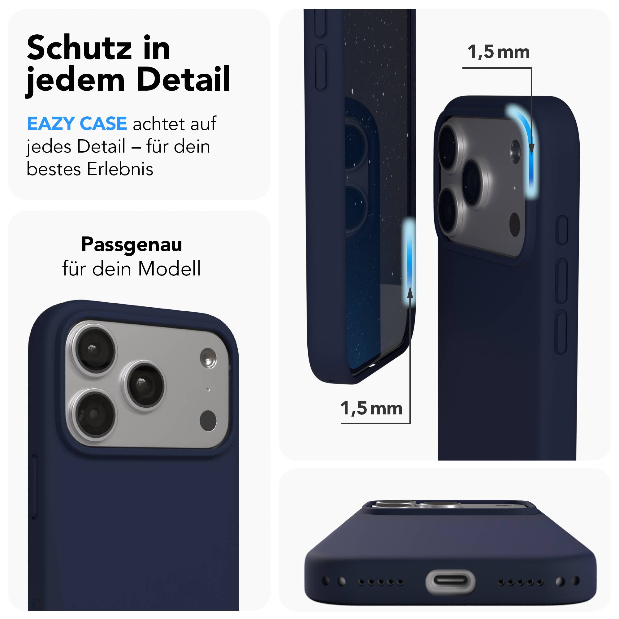 Apple iPhone 17 Pro Premium Silikonhülle mit Kameraschutz von EAZY CASE