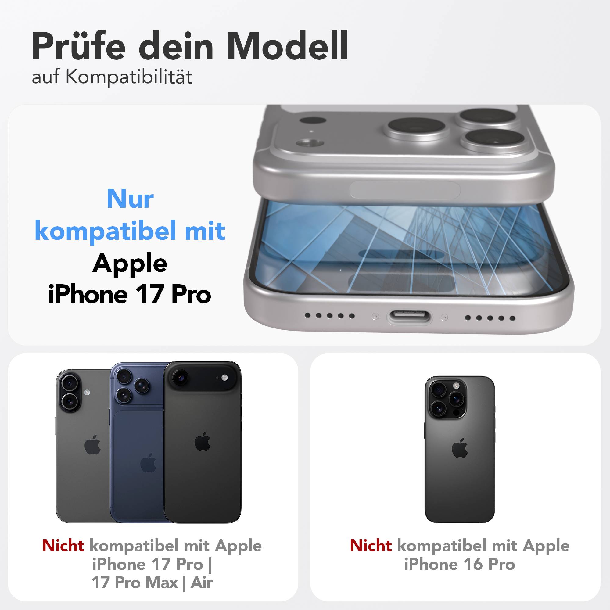 iPhone 17 Pro Schutzfolie mit Installationsrahmen und Kameraschutz Set