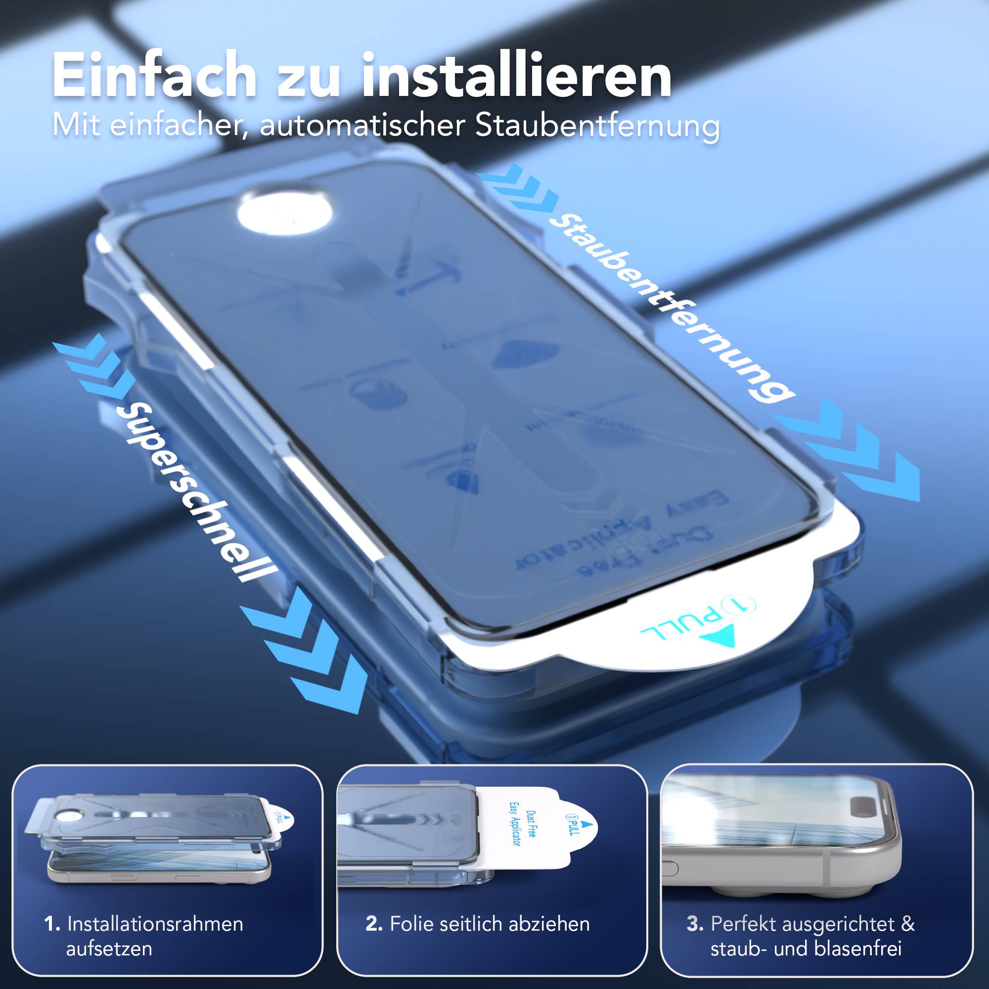 iPhone 17 Pro Schutzfolie mit Installationsrahmen und Kameraschutz Set