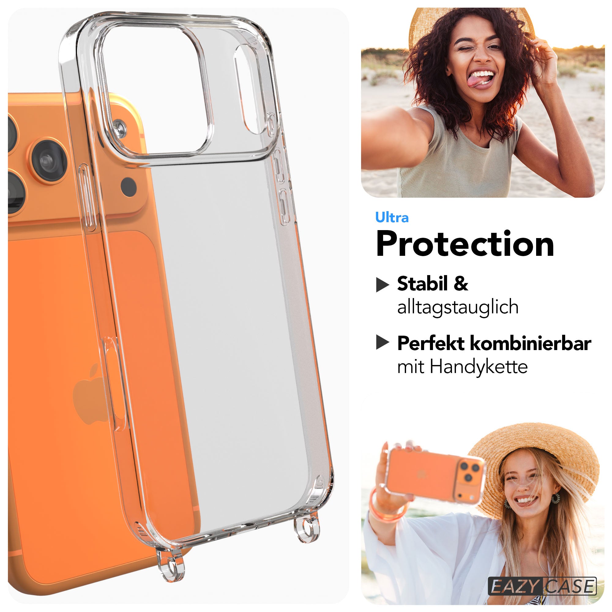iPhone 17 Pro Max Schutzhülle mit Befestigungsösen für Handyketten TPU transparent