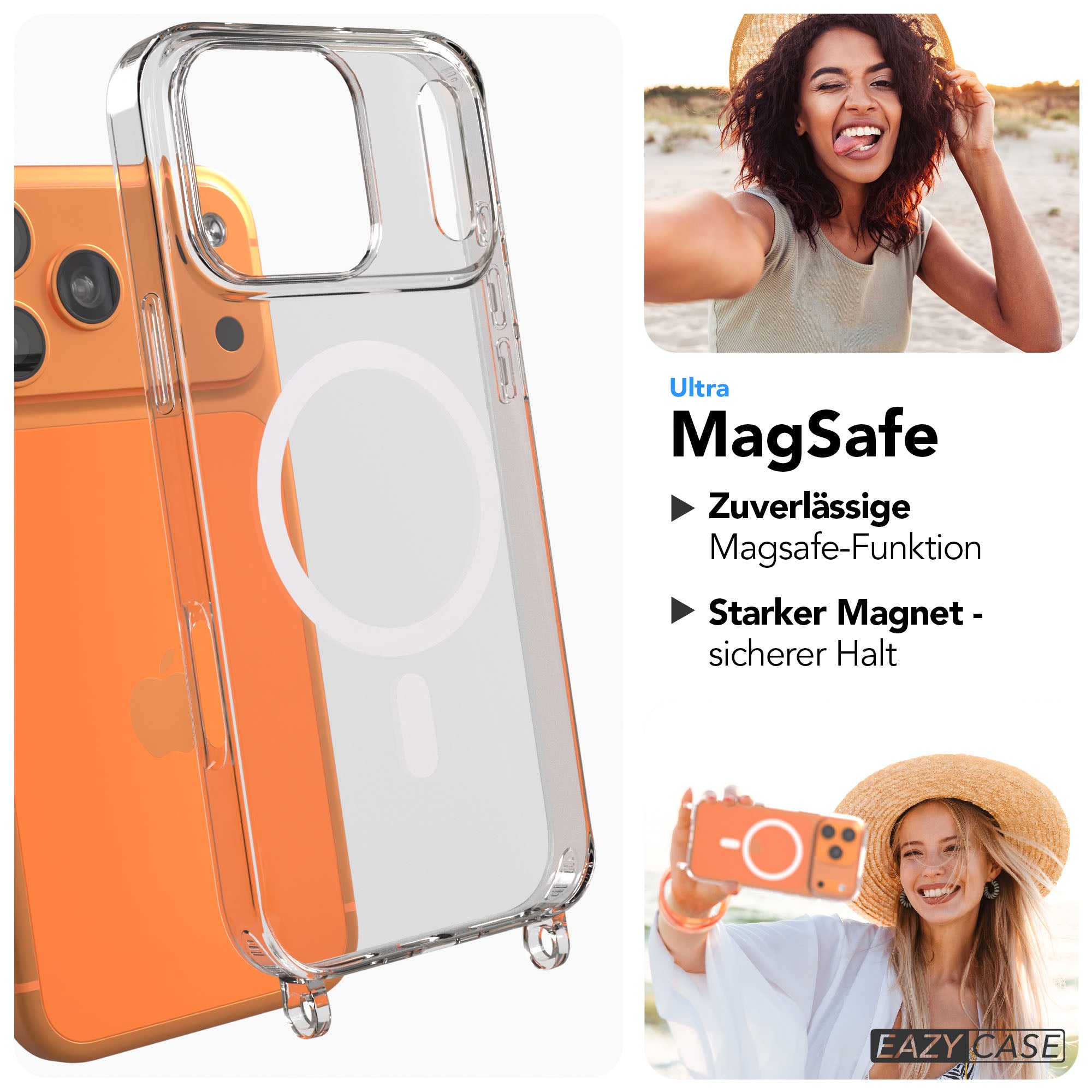 iPhone 17 Pro Max TPU Hülle mit Handyketten Ösen und MagSafe Magnetring