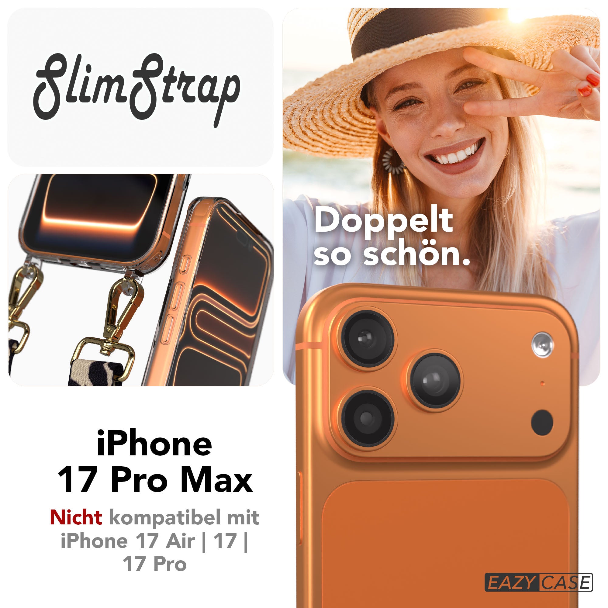 iPhone 17 Pro Max TPU Hülle mit Handyketten Ösen und MagSafe Magnetring