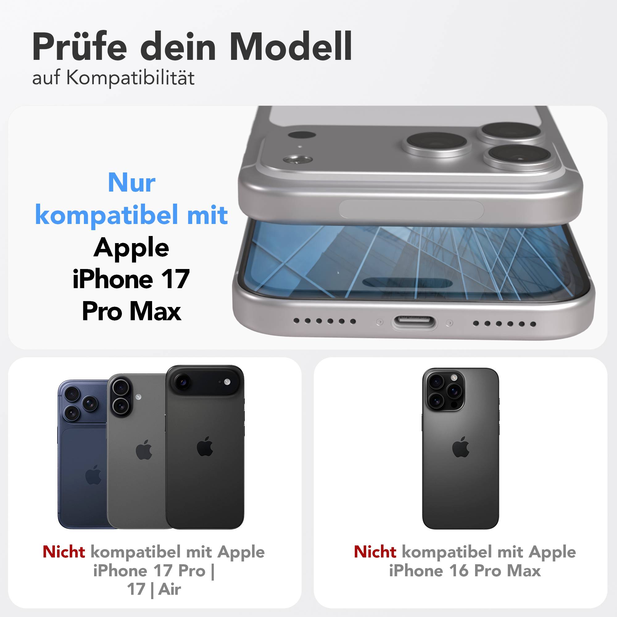 iPhone 17 Pro Max Schutzfolie 9H Glas mit Installationsrahmen EAZY CASE