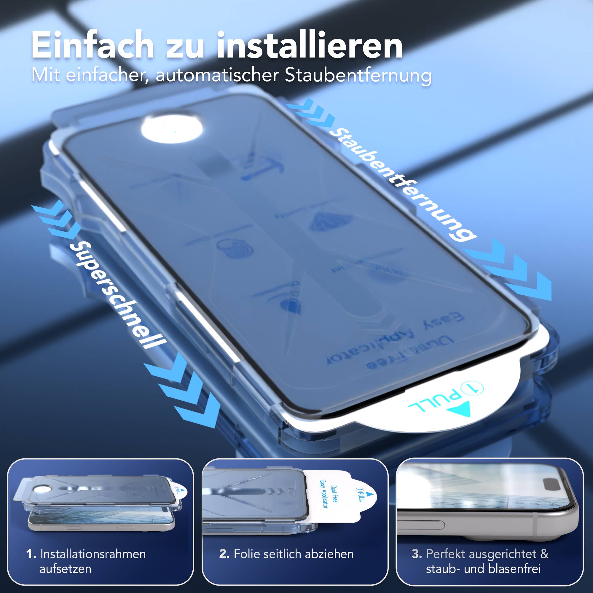 iPhone 17 Pro Max Schutzfolie 9H Glas mit Installationsrahmen EAZY CASE