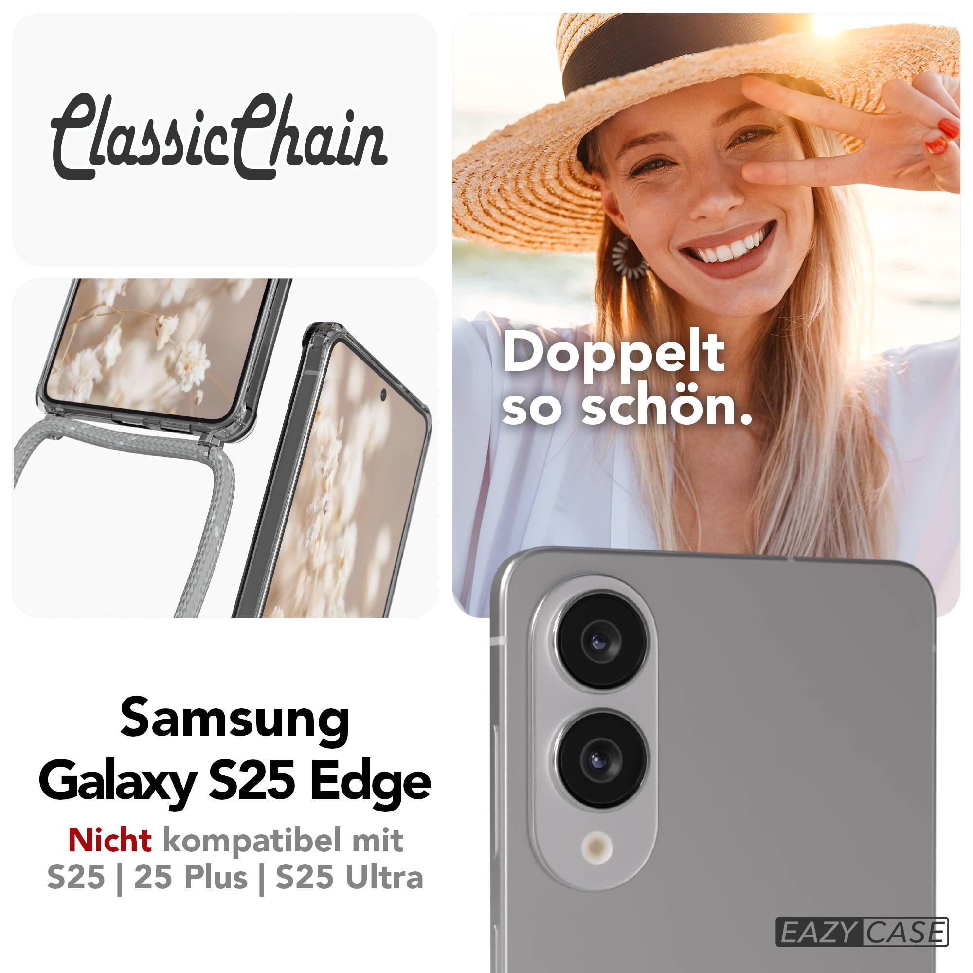 Galaxy S25 Edge transparente Hülle + Kordel